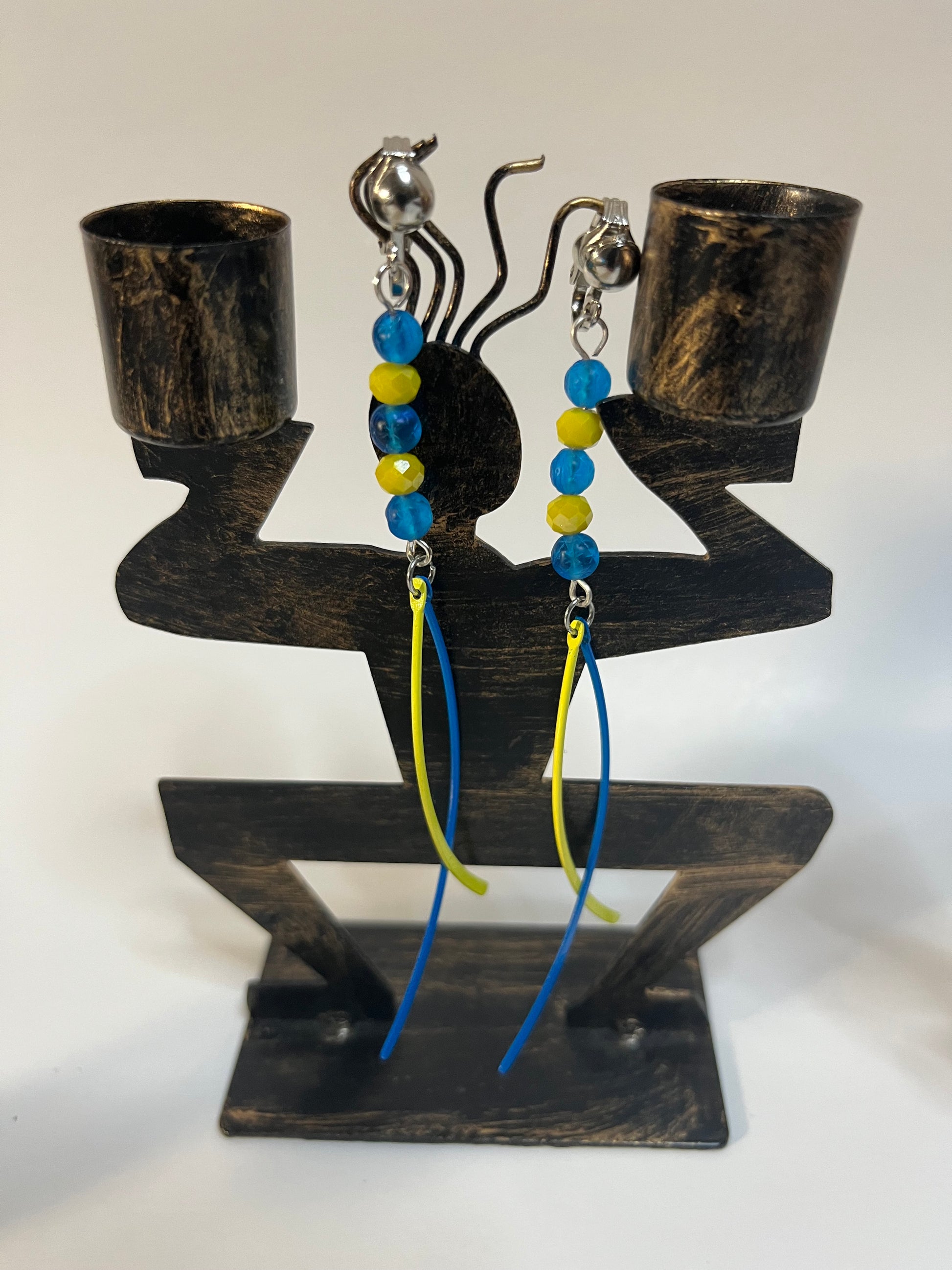 African Bone Cowrie Clip On Earrings 4 Pair Dangles 3-5" Boho Hippie USA Made E8
