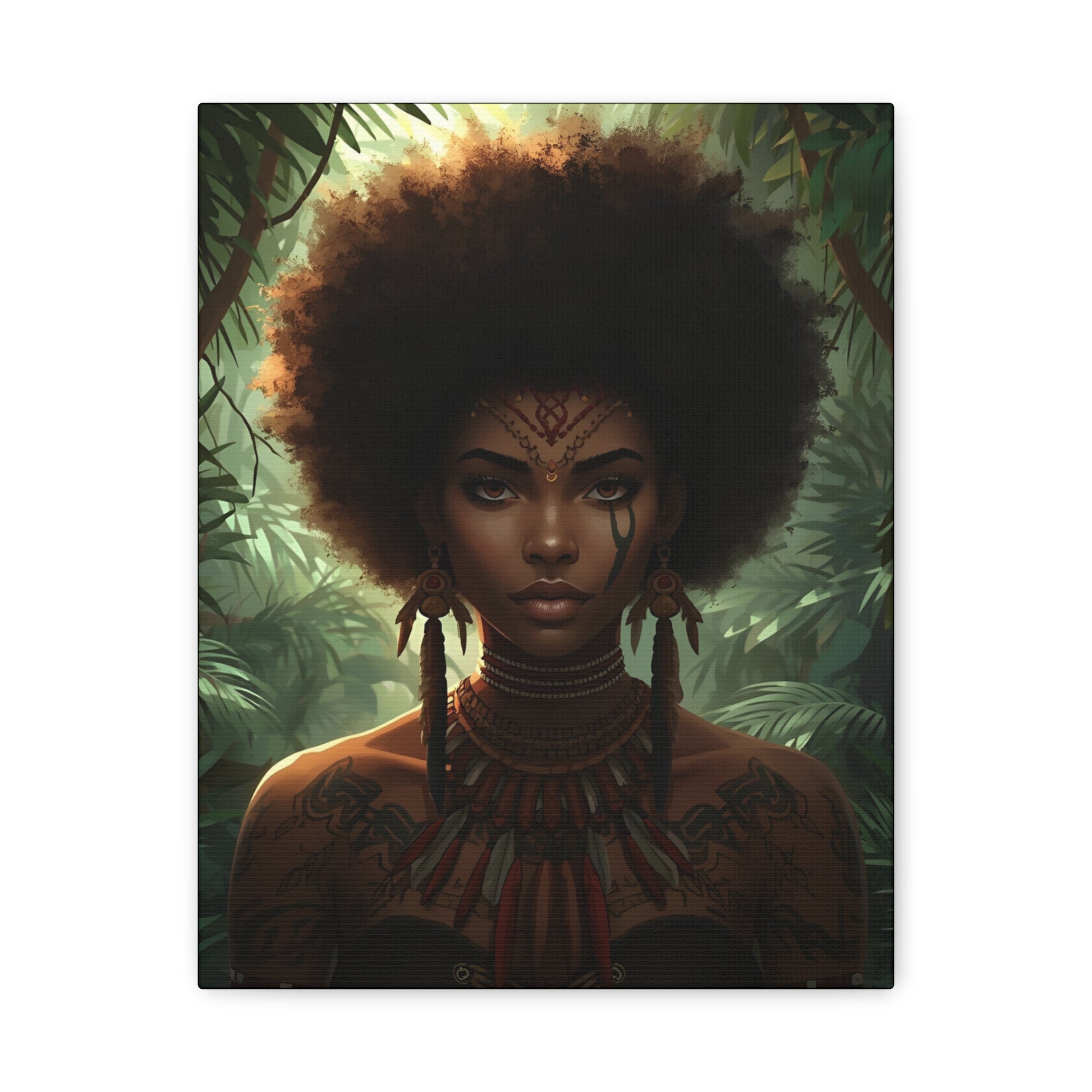 Tribal Nature Cultural Portrait Canvas Print, 11" X 14" Wall Art, Home Decor, Ethnic Artwork, Gift Idea for Art Lovers, Bohemian Decoration