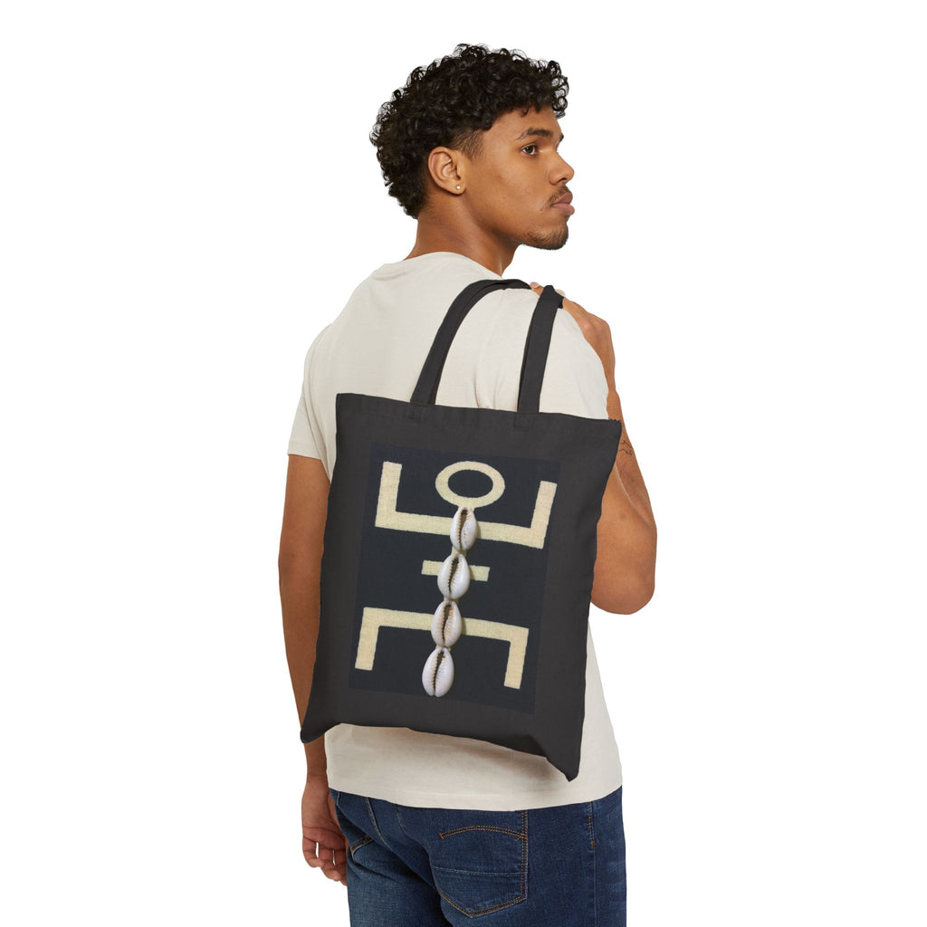 African Cowrie Shell Cotton Canvas Tote Bag - Eco-Friendly, Boho Chic, Perfect for Shopping, Gifts, Everyday Use, Casual Outings