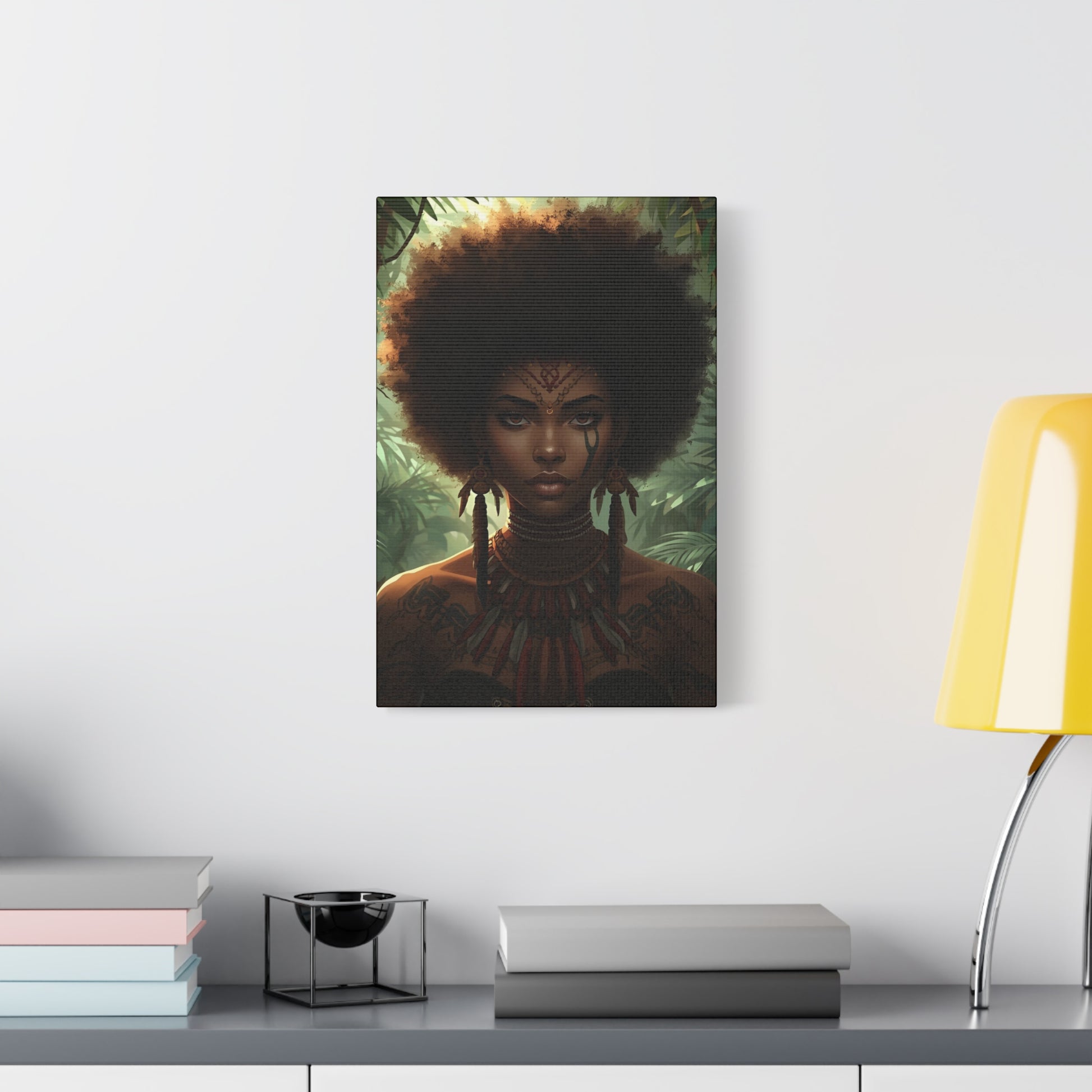 Tribal Nature Cultural Portrait Canvas Print, 12X18" Wall Art, Home Decor, Ethnic Artwork, Gift Idea for Art Lovers, Bohemian Decoration