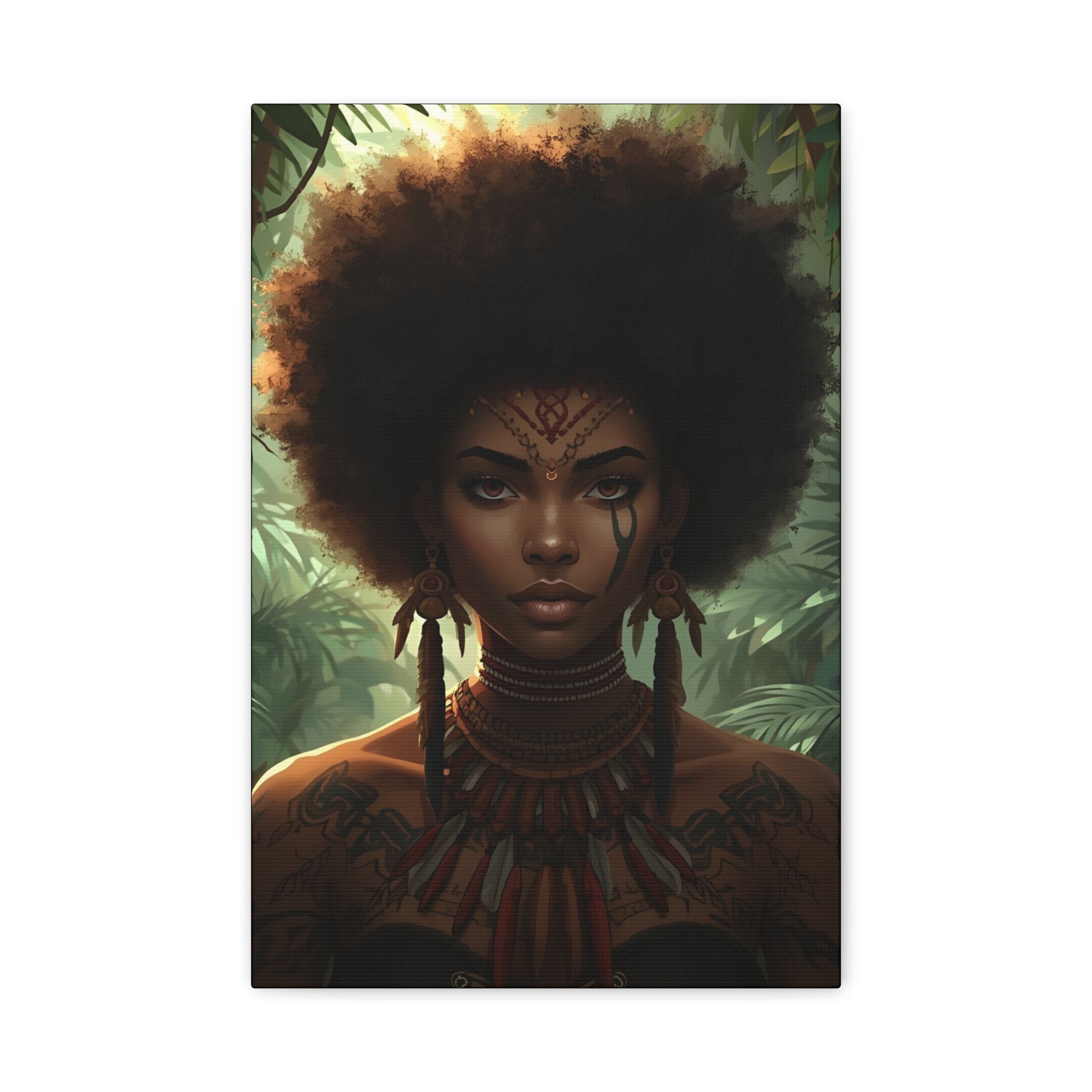 Tribal Nature Cultural Portrait Canvas Print, 12X18" Wall Art, Home Decor, Ethnic Artwork, Gift Idea for Art Lovers, Bohemian Decoration