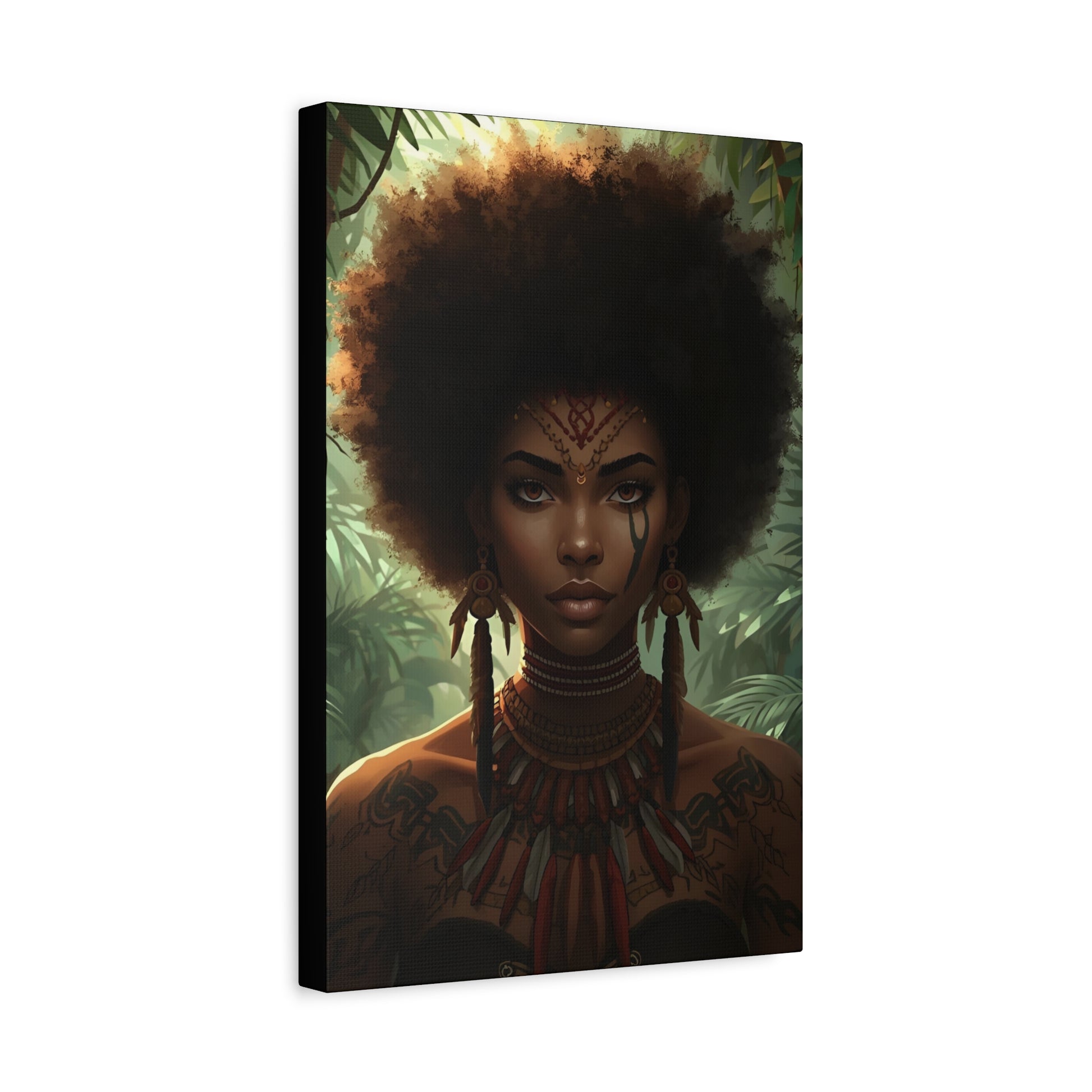 Tribal Nature Cultural Portrait Canvas Print, 12X18" Wall Art, Home Decor, Ethnic Artwork, Gift Idea for Art Lovers, Bohemian Decoration