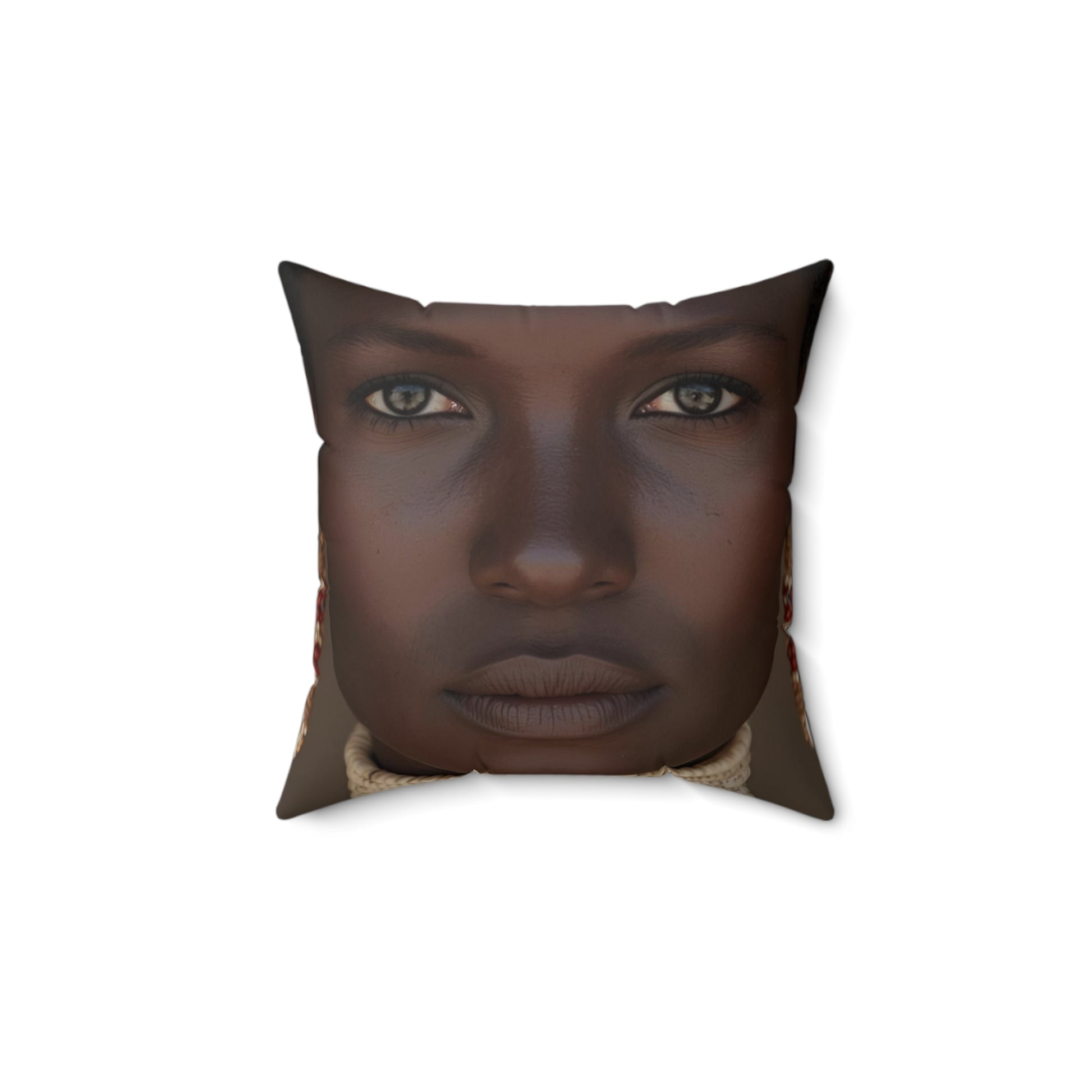 Exquisite African Beauty Accent Pillow, 14X14" Home Decor, Throw Pillow, Unique Gift, Couch Cushion, Ethnic Art, Living Room Style