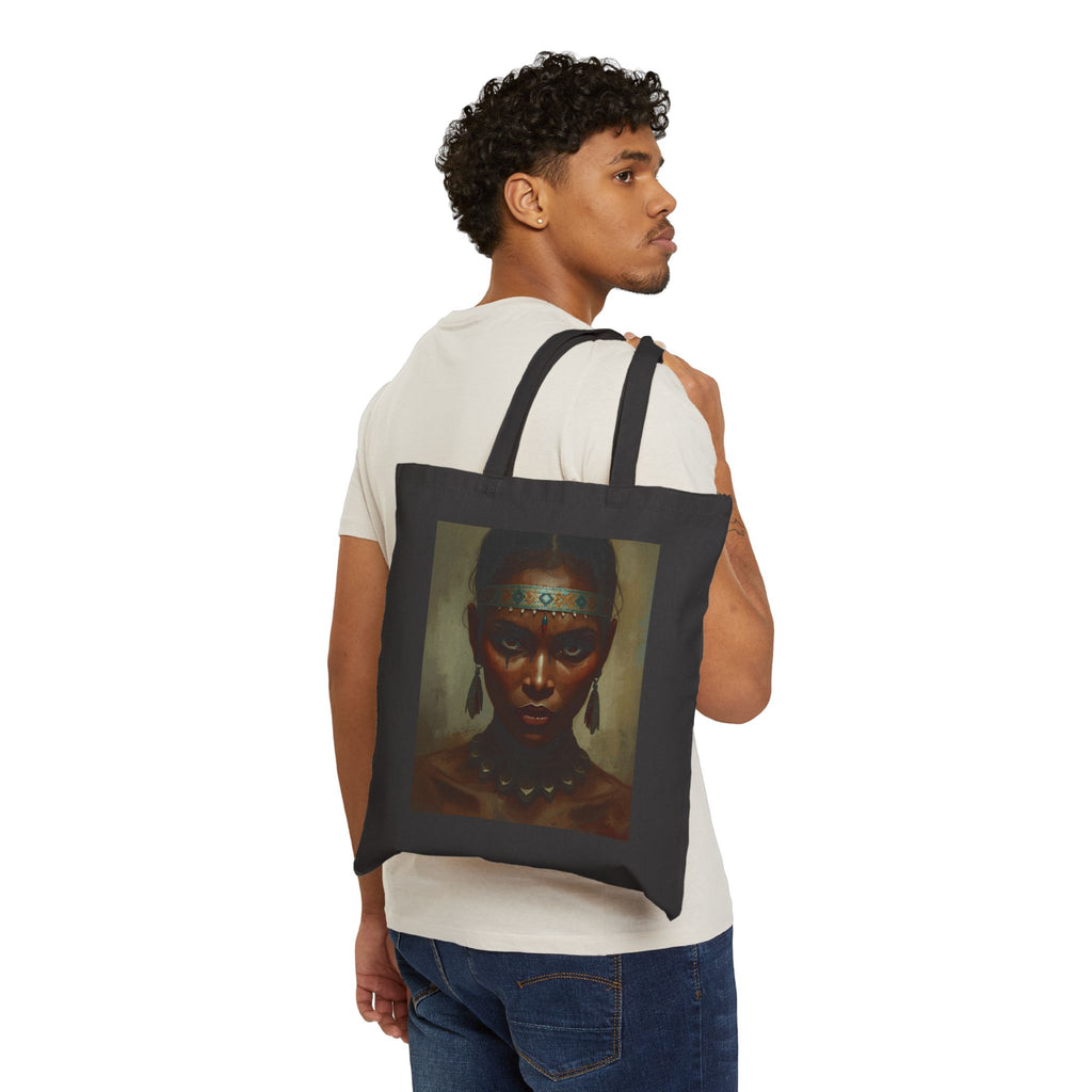 Bohemian Tribal Art Tote Bag, Yoga Bag, Eco-Friendly Shopping Tote, Gift for Her, Black Canvas Bag,