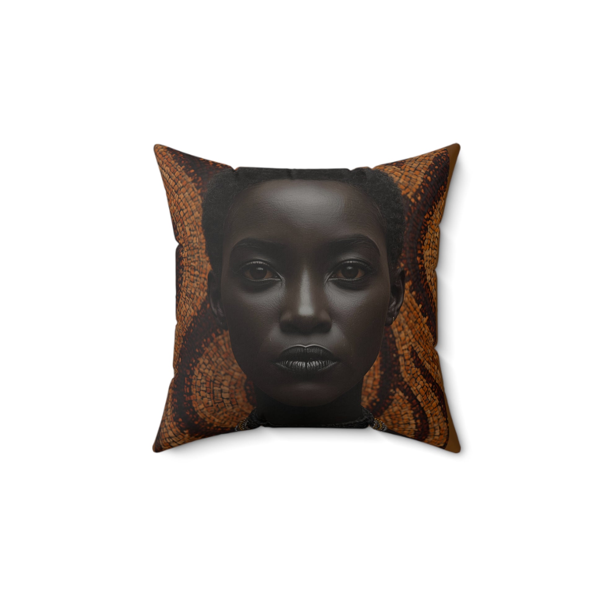 Elegant Afrocentric Square Pillow, 14X14" Home Decor, Living Room Accent, Black Art Pillow, Gift for Her, Cultural Decor