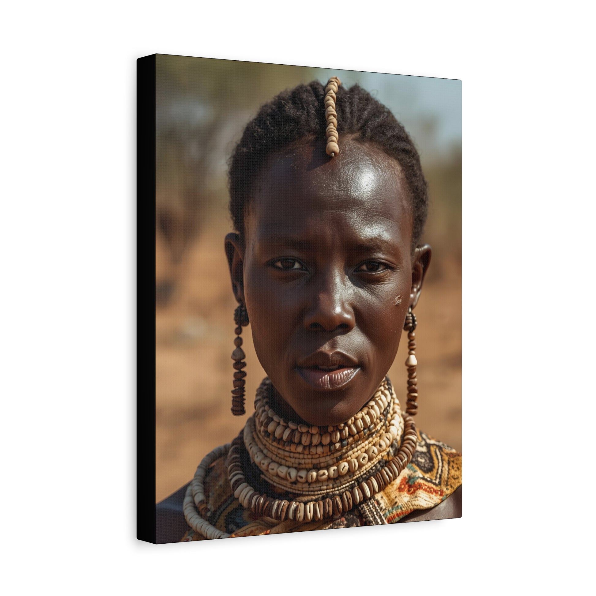 African Tribal Cowrie Shell Cultural Portrait Canvas Print, 11x14" Wall Art, Home Decor, Ethnic Artwork, Gift Idea for Art Lovers, Bohemian Decoration