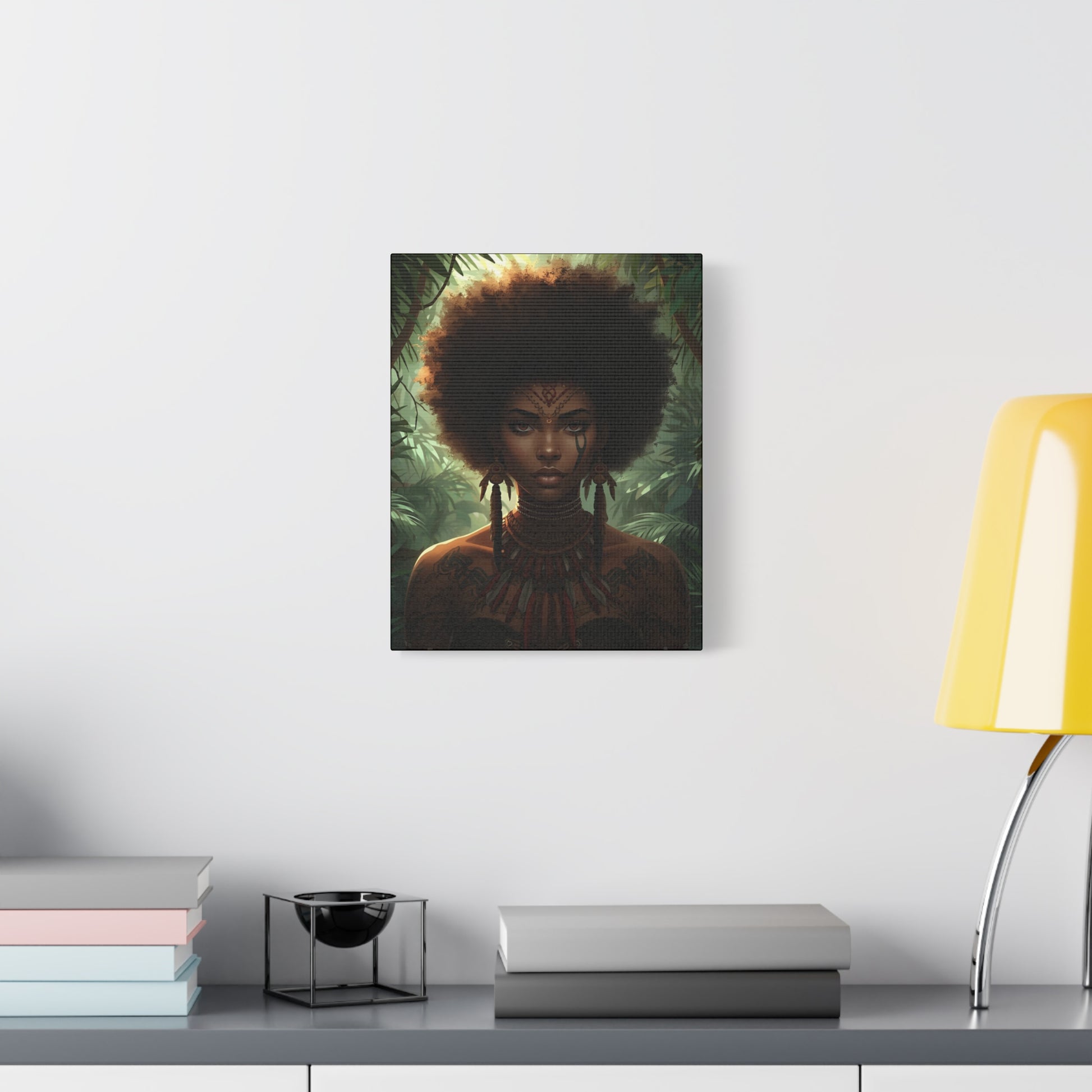 Tribal Nature Cultural Portrait Canvas Print, 11" X 14" Wall Art, Home Decor, Ethnic Artwork, Gift Idea for Art Lovers, Bohemian Decoration