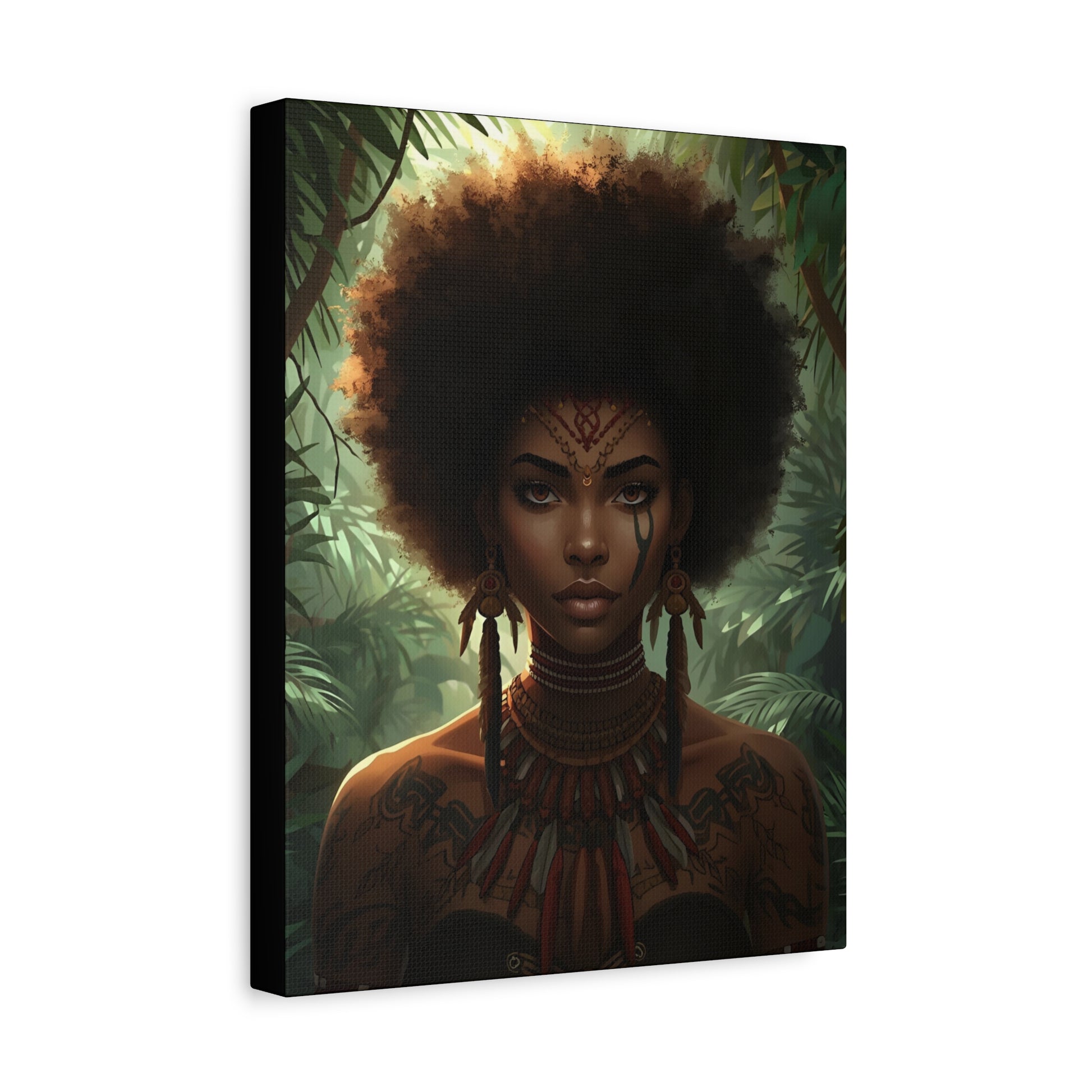 Tribal Nature Cultural Portrait Canvas Print, 11" X 14" Wall Art, Home Decor, Ethnic Artwork, Gift Idea for Art Lovers, Bohemian Decoration