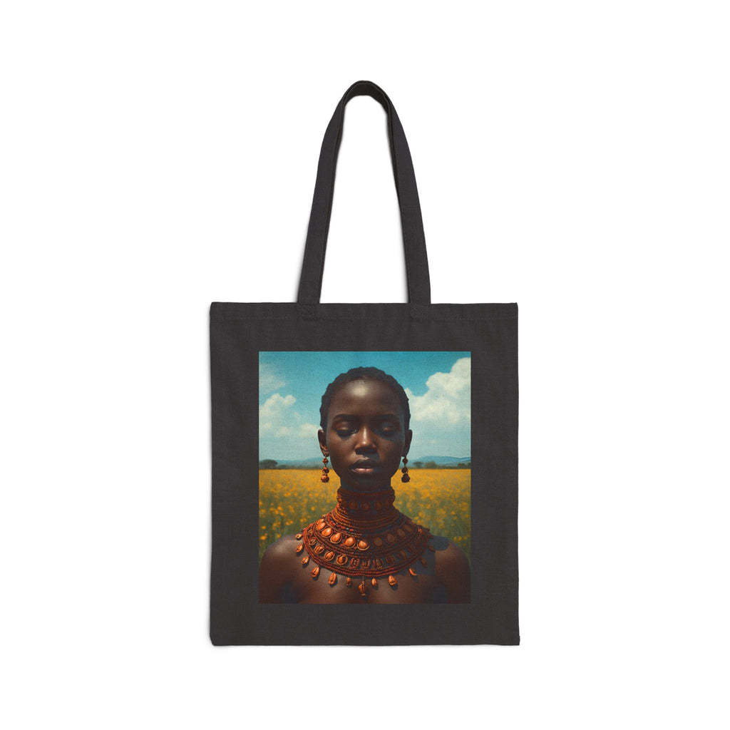 African Woman in Nature  Cotton Canvas Tote Bag - Eco-Friendly, Boho Chic, Perfect for Shopping, Gifts, Everyday Use, Casual Outings