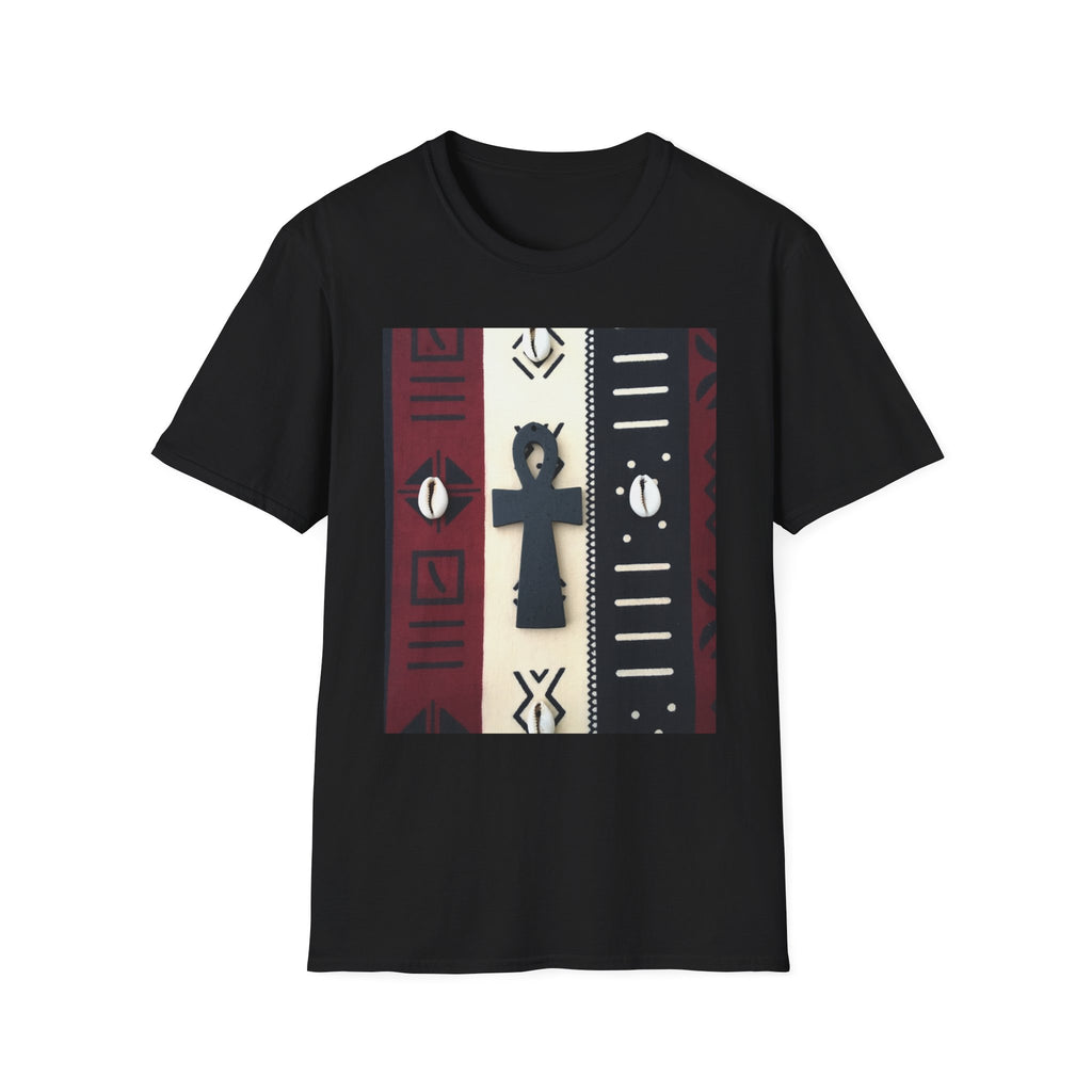 African Cowrie Shell Ankh Print Unisex Softstyle T-Shirt