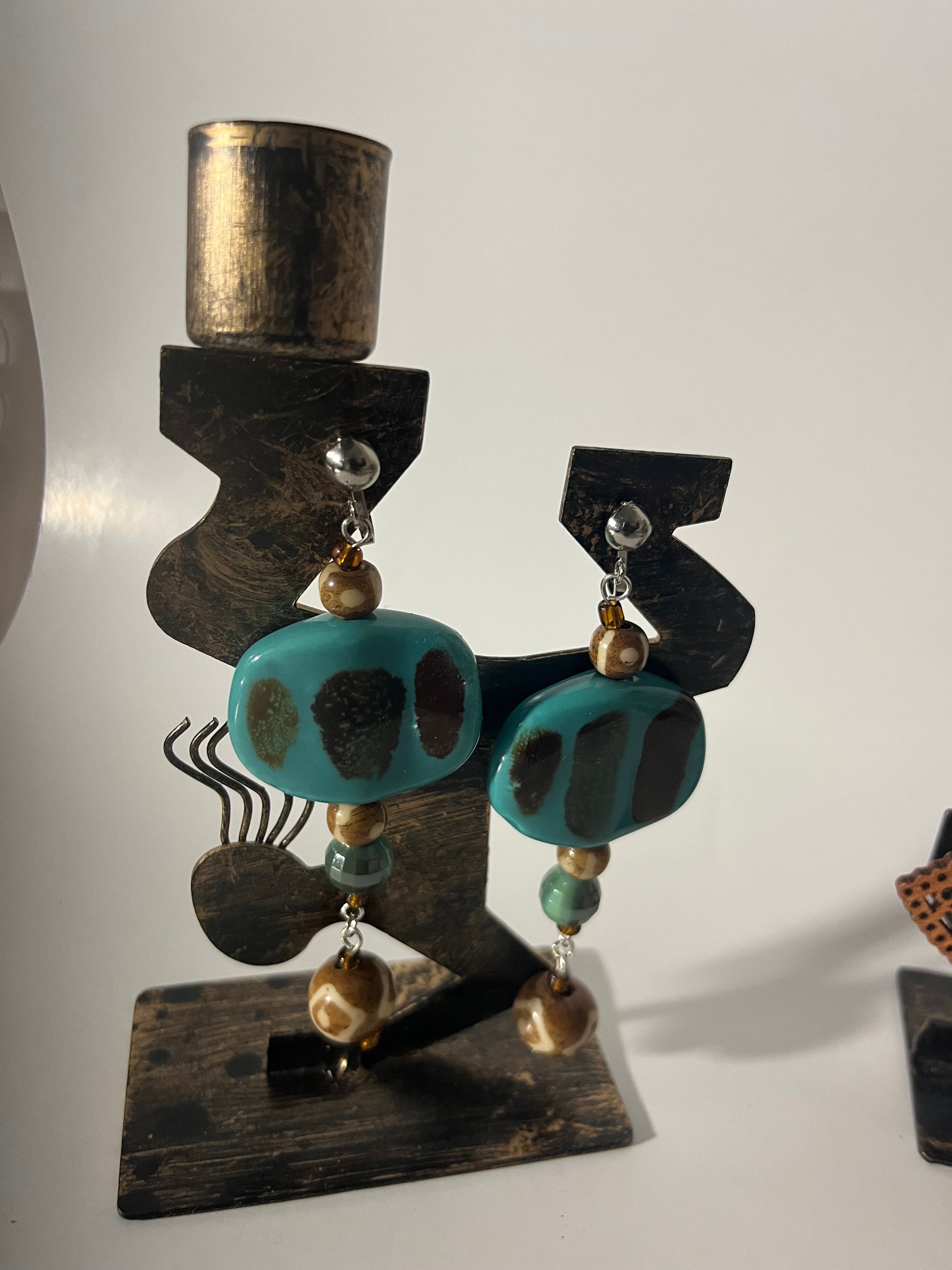 African Bone Cowrie Clip On Earrings 3 Pair Dangles 2-3" Boho Hippie USA Made E1
