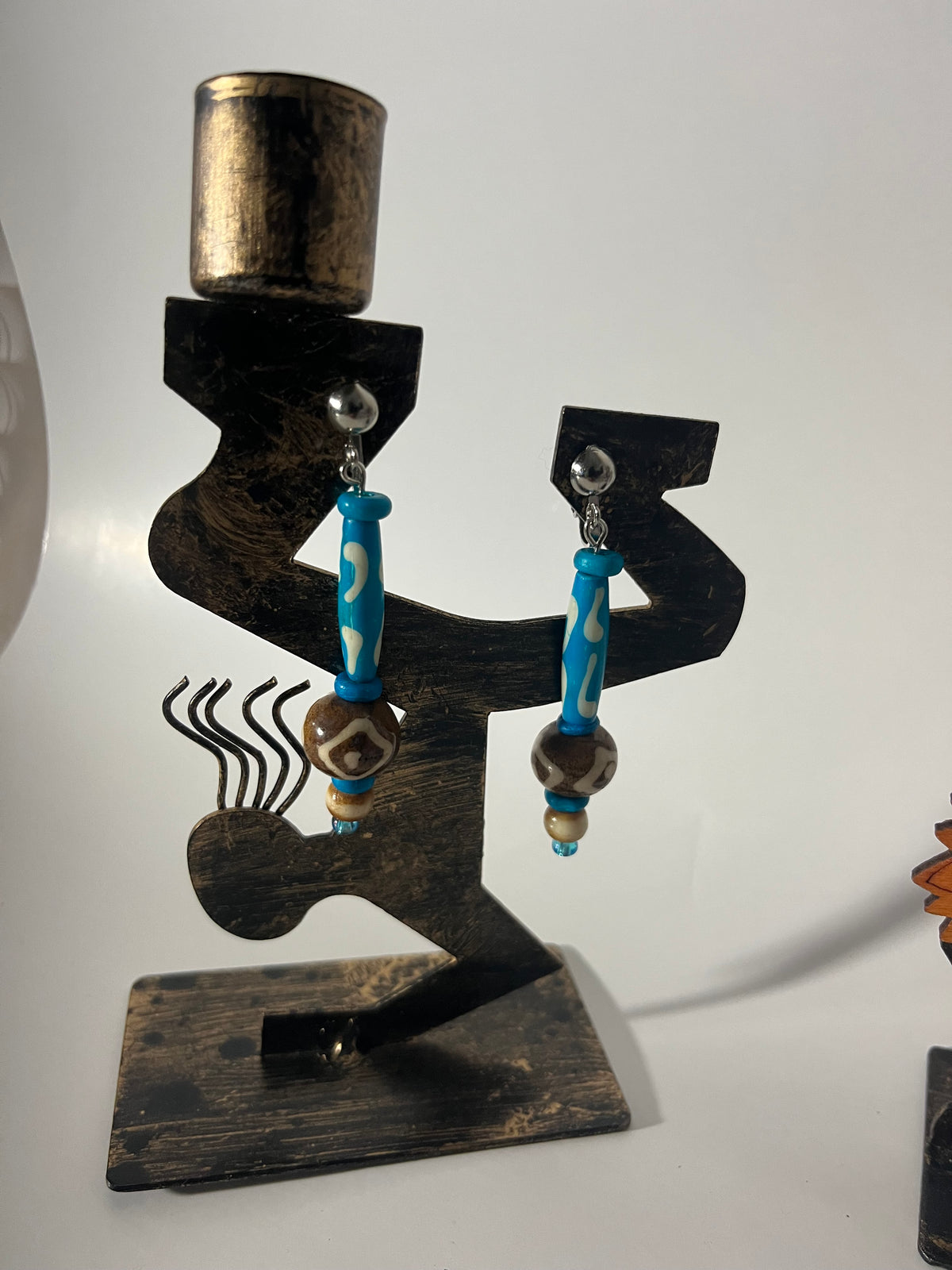 African Bone Cowrie Clip On Earrings 3 Pair Dangles 2-3" Boho Hippie USA Made E4