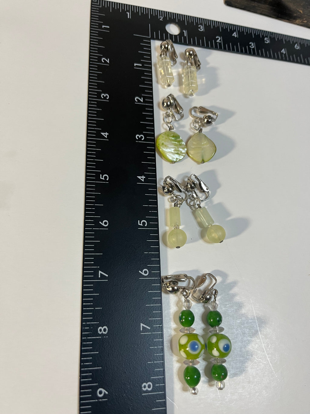 Pearl Quatz & Resin Clip On Earrings 4 Pair Dangle1-2" Boho Hippie USA Made F6