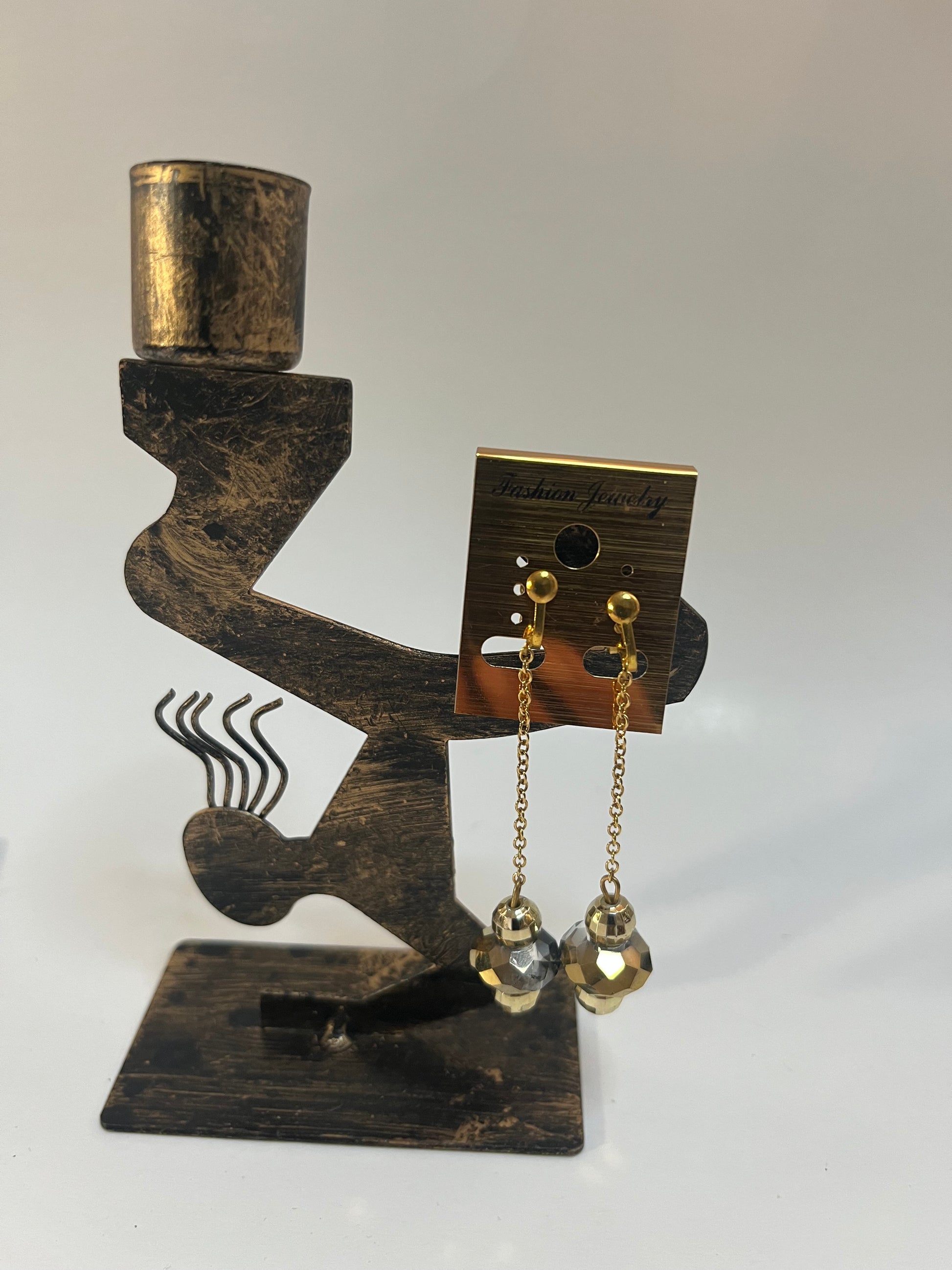 Wood & Resin Clip On Earrings 4 Pair Dangles 3" Boho Hippie USA Made G1