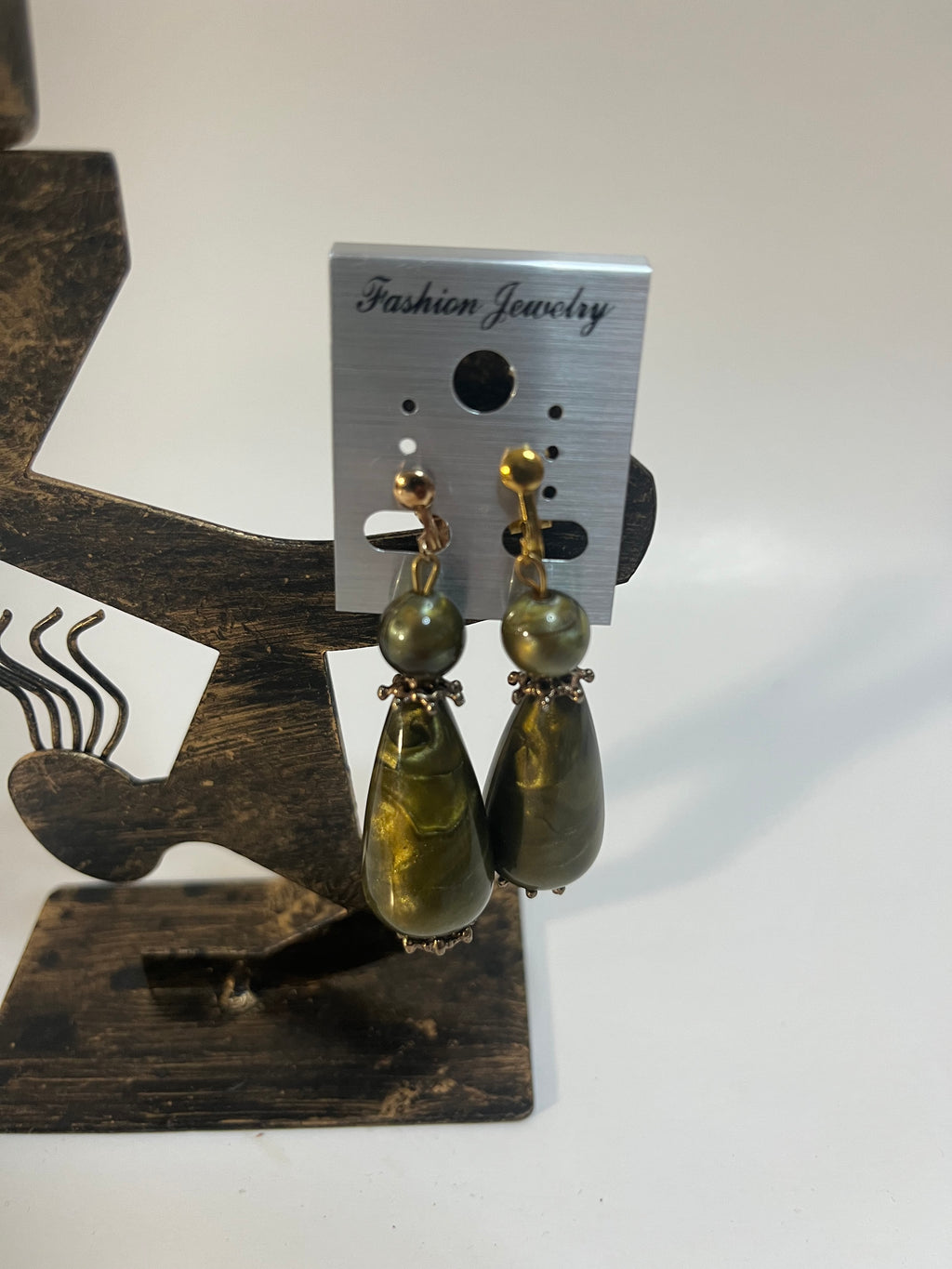 Cowrie Shells, Metal, Resin Clip On Earrings 4 Pair Dangles 1.5"-2" USA Made G3