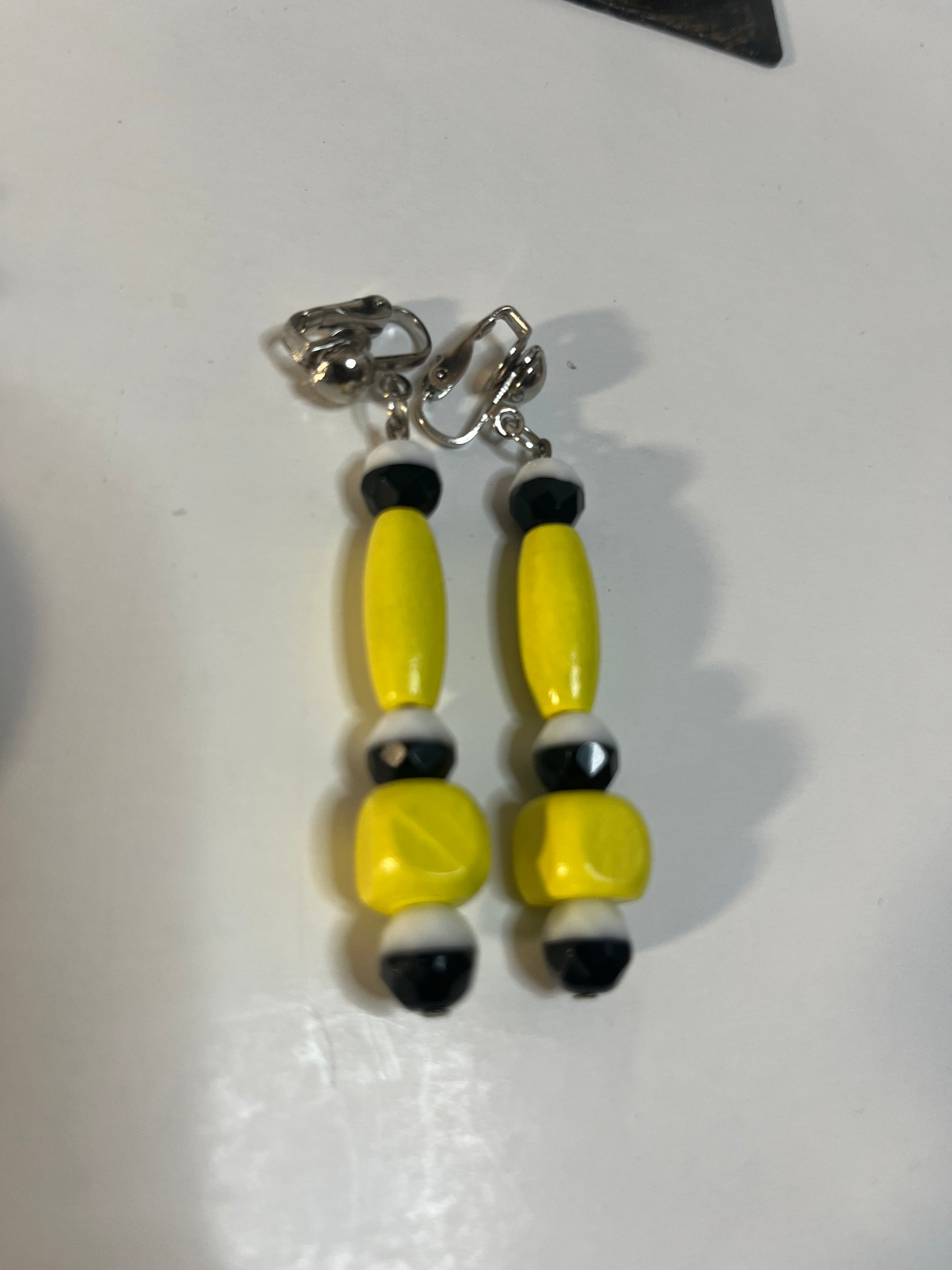 Wood Metal & Resin Clip On Earrings 4 Pair Dangles 3-4" Boho Hippie USA Made G4