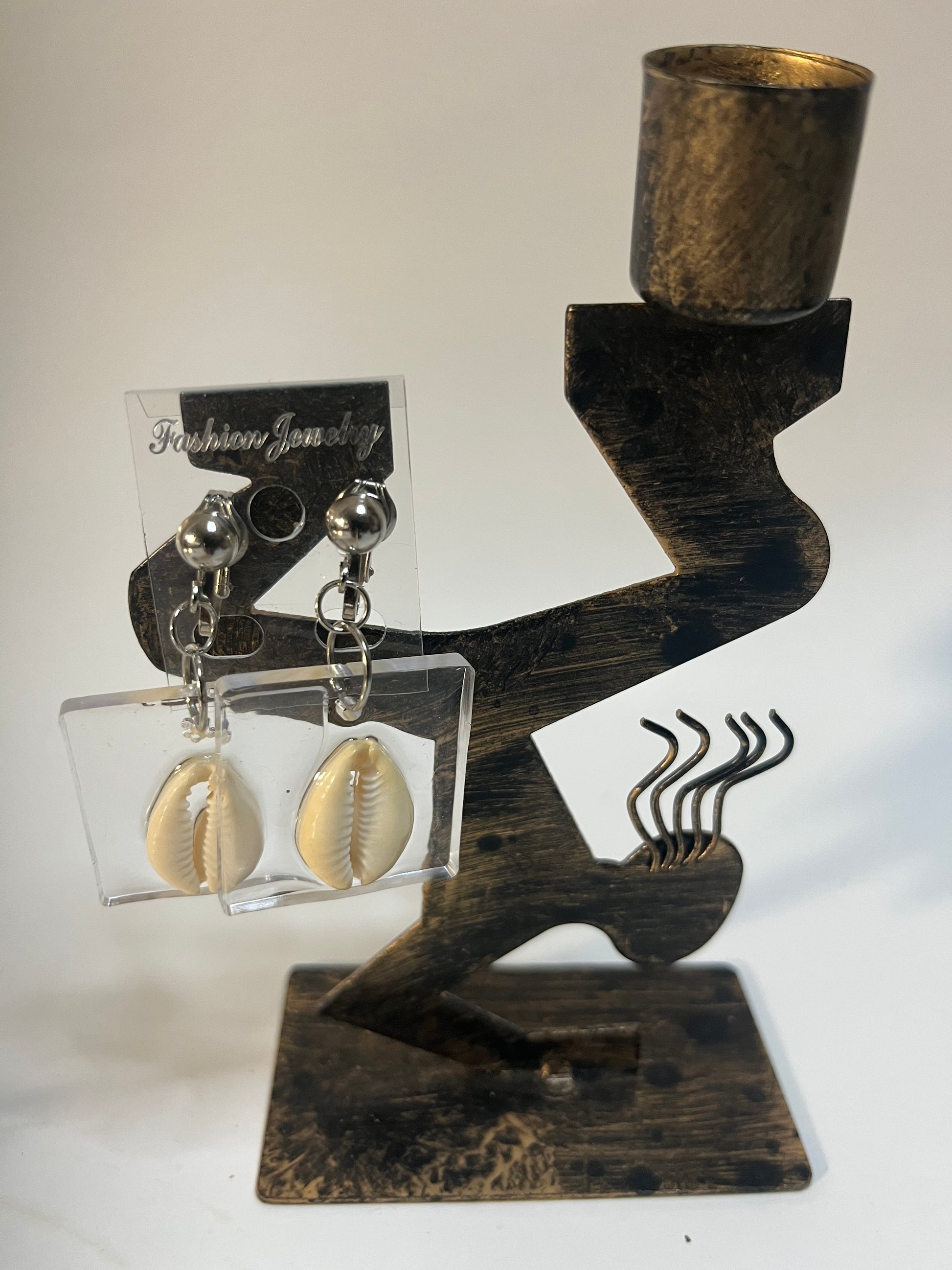 Cowrie Shells, Resin Bead Clip On Earrings 4 Pair Dangles 1"- 2" USA Made G8
