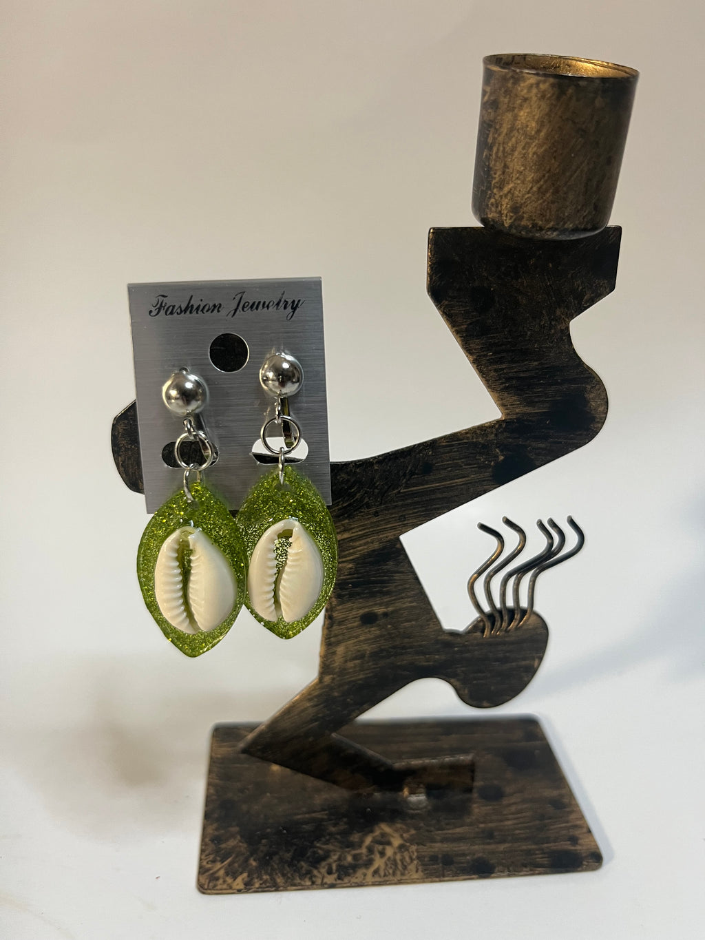 Cowrie Shells, Resin Clip On Earrings 4 Pair Dangles 1"- 2" USA Made G9