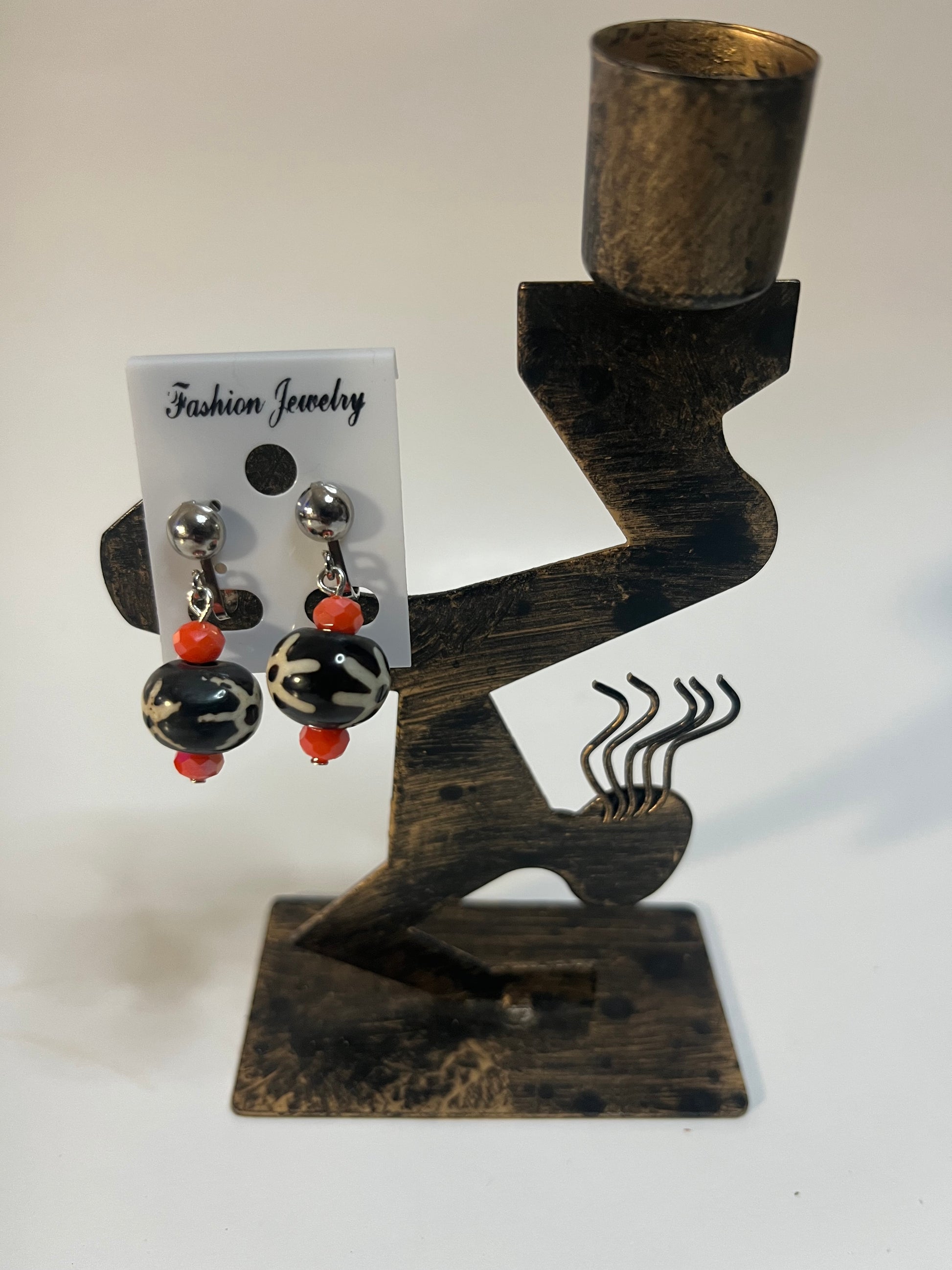 Cowrie Shells, Bone, Resin Clip On Earrings 4 Pair Dangles 1"- 1.5" USA Made G10