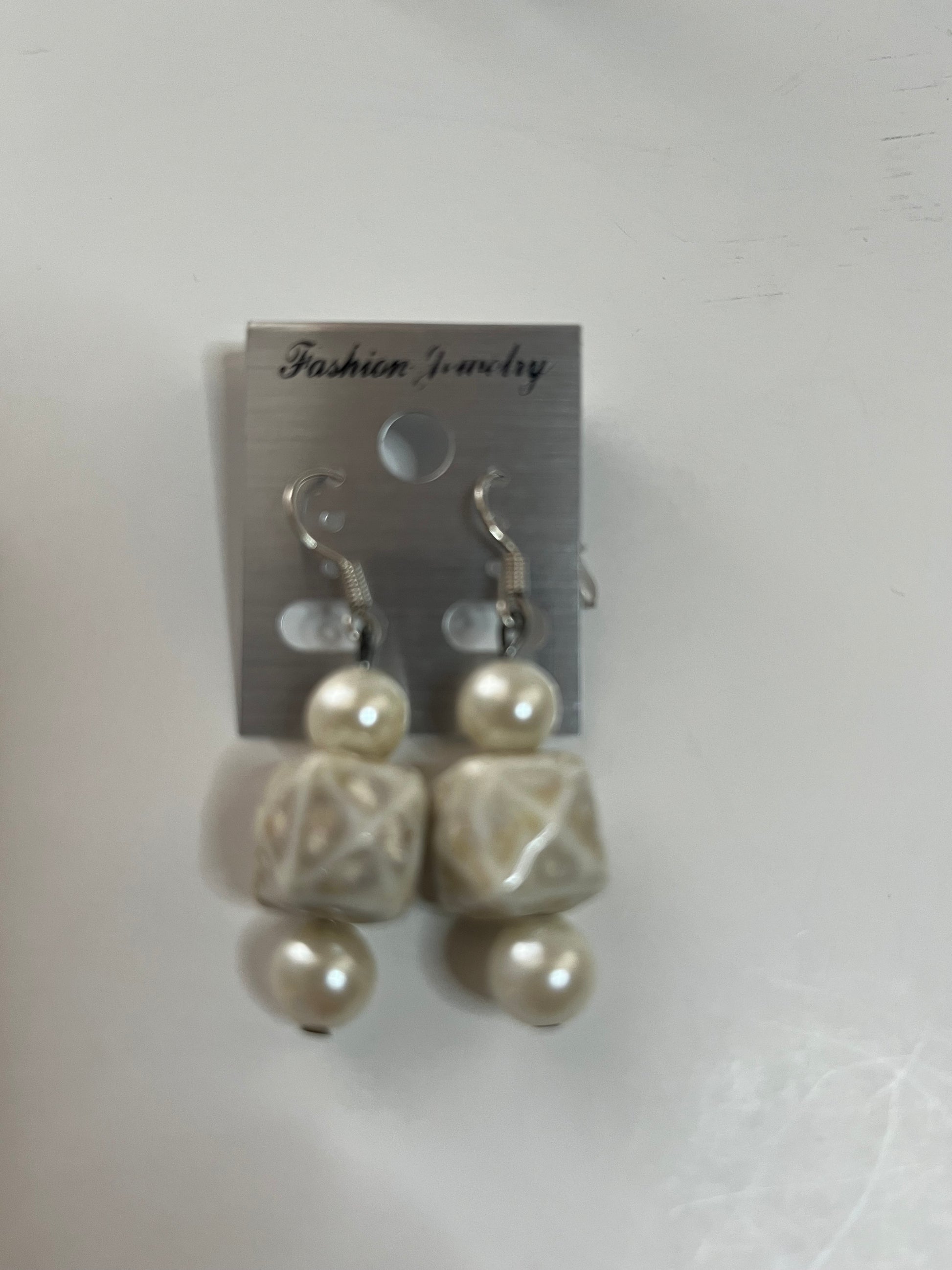 White Clip On Earrings 4 Pair Dangles 1" -2" Classics USA Made H1