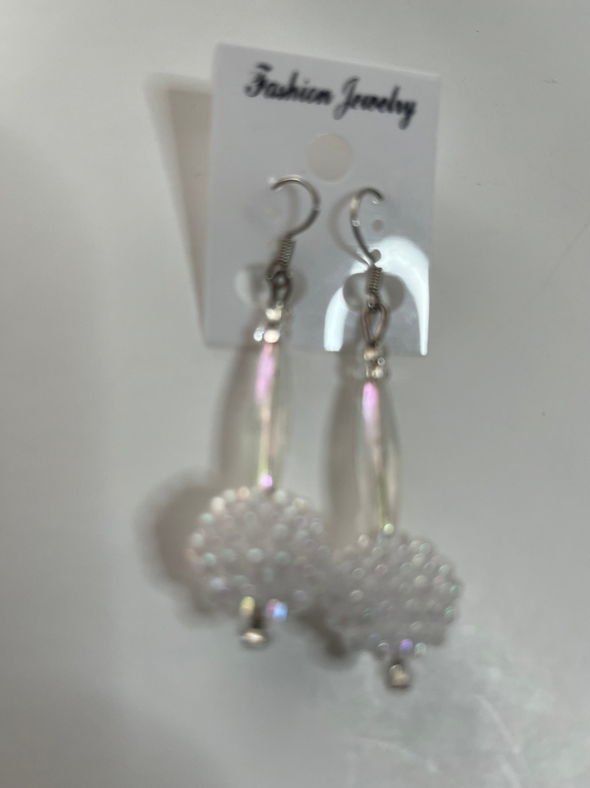 White Clip On Earrings 4 Pair Dangles 1" -2" Classics USA Made H1