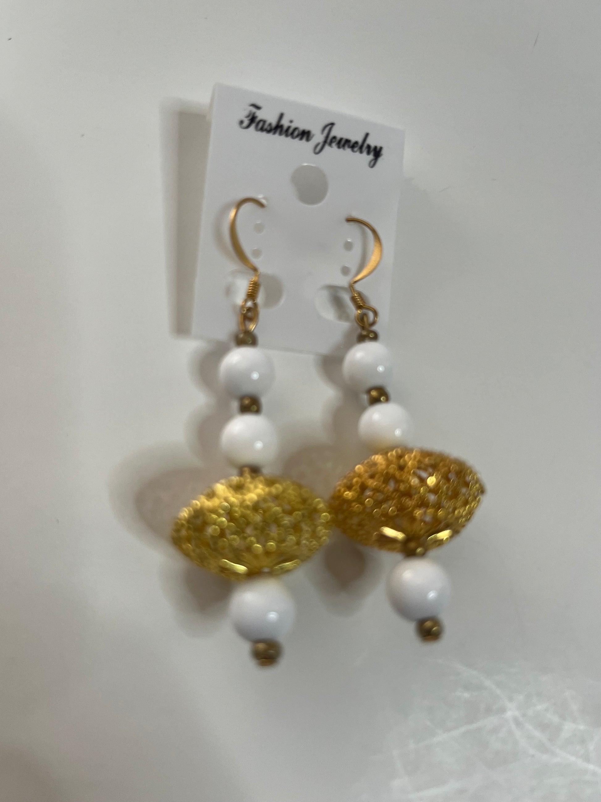 White Clip On Earrings 4 Pair Dangles 1" -2" Classics USA Made H1