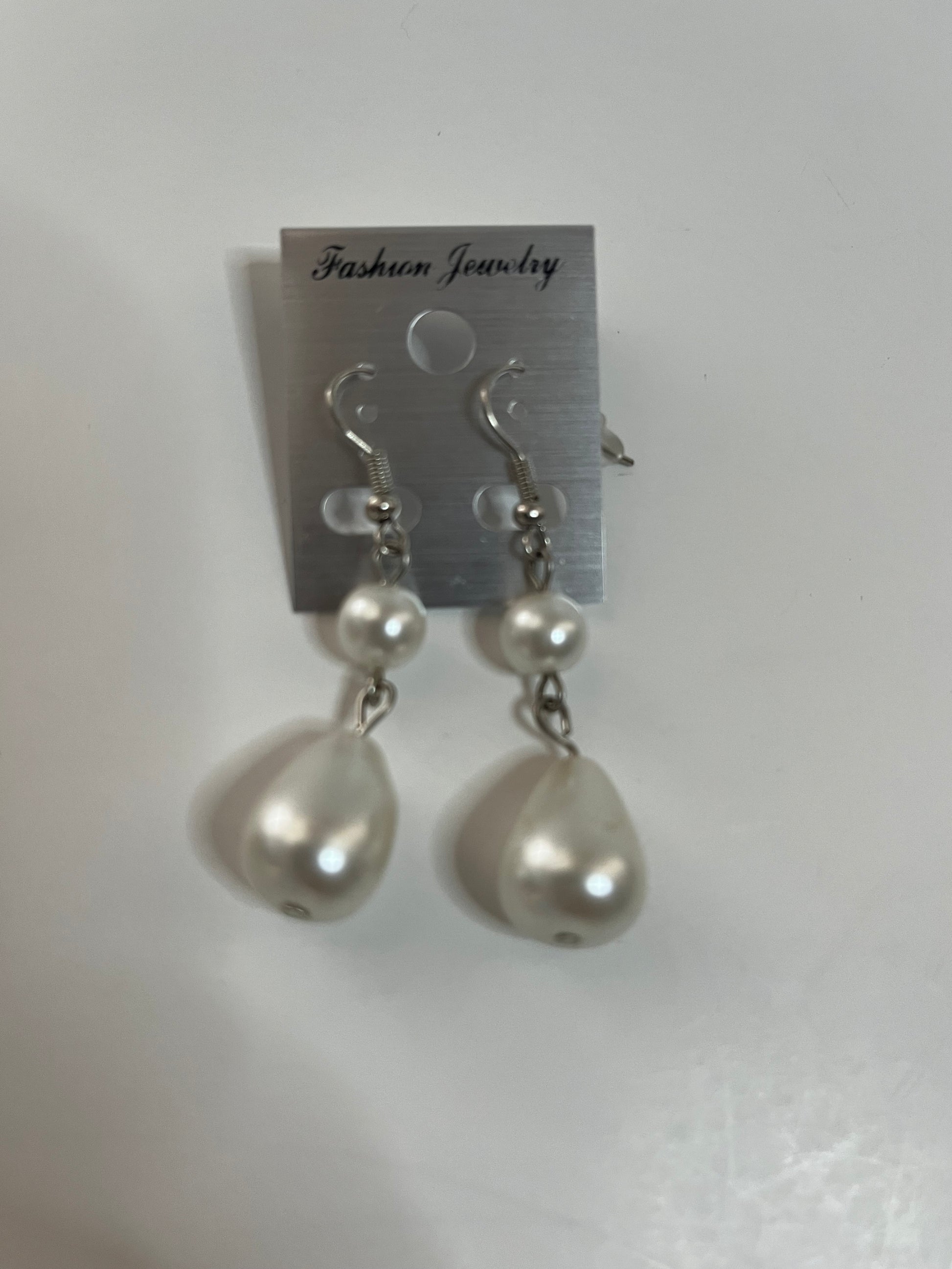 White Clip On Earrings 4 Pair Dangles 1" -2" Classics USA Made H1