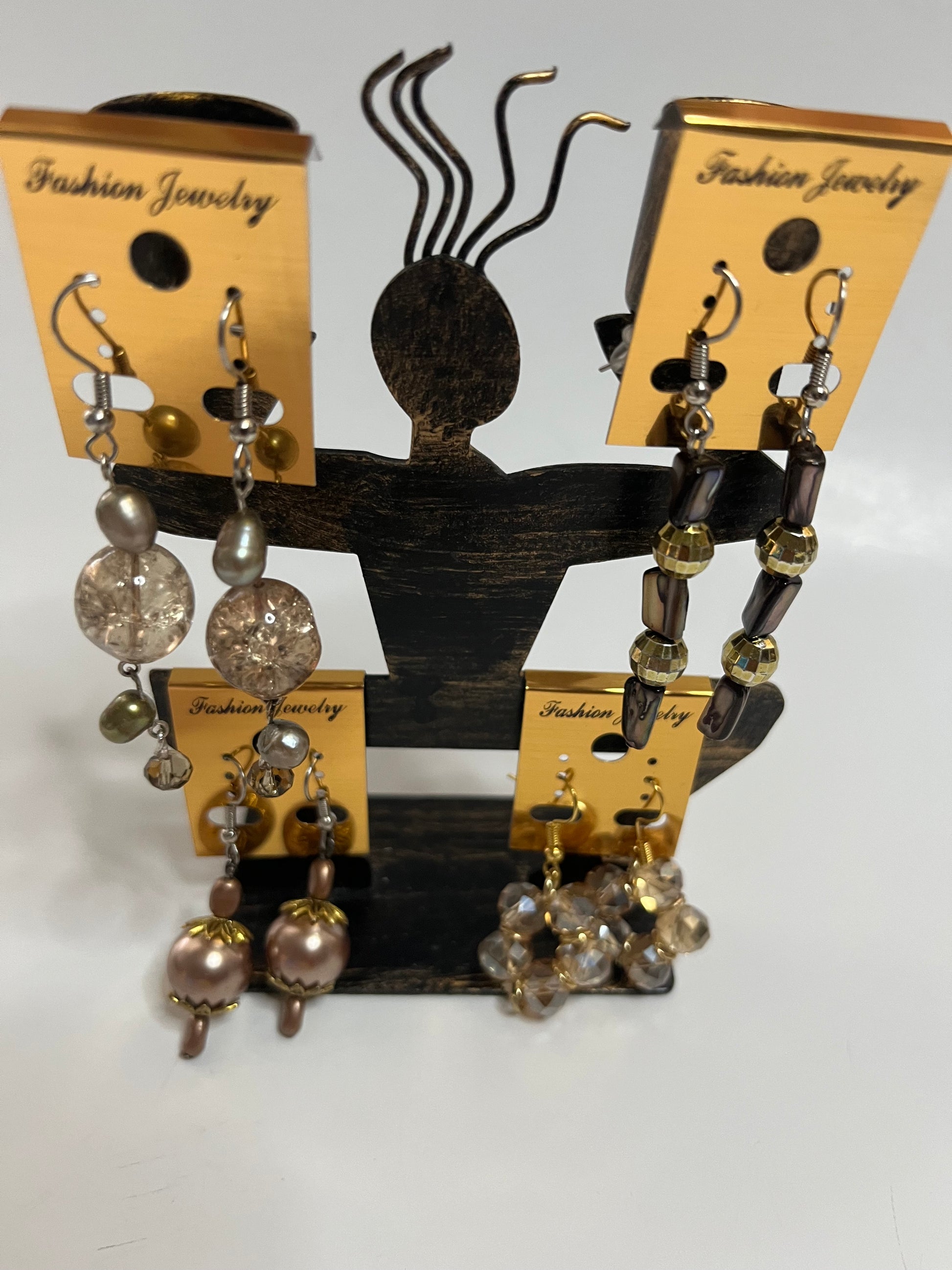 Pierced Earrings 4 Pair Dangles 1" -2" Classics Smoke Glass USA Made H2