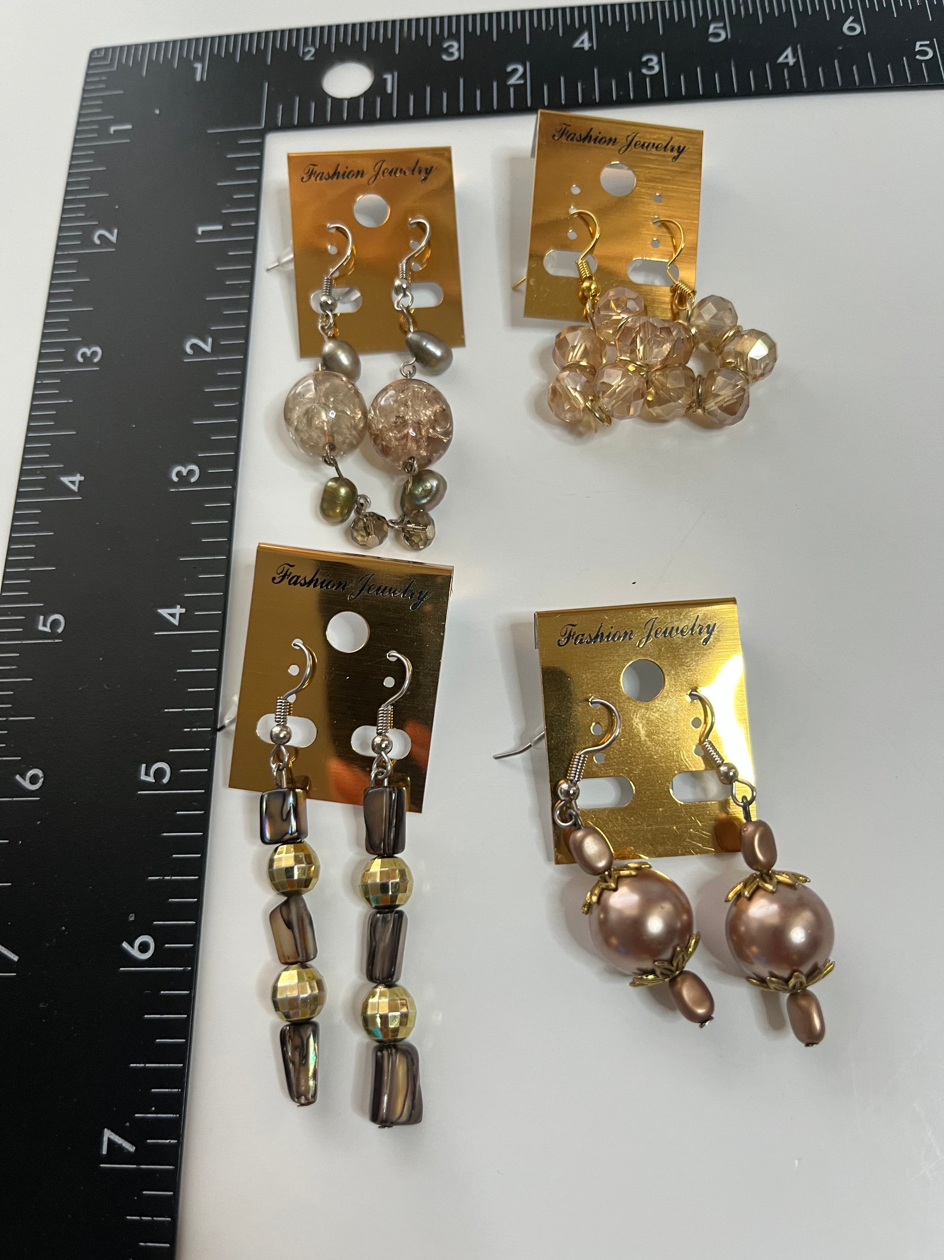 Pierced Earrings 4 Pair Dangles 1" -2" Classics Smoke Glass USA Made H2
