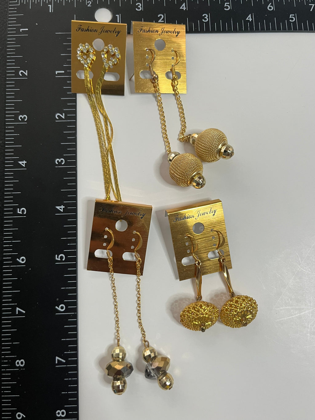 Goldtone Resin Metal Pierced Earrings 4 Pair Dangles 1" -2" Classics USA Made H4