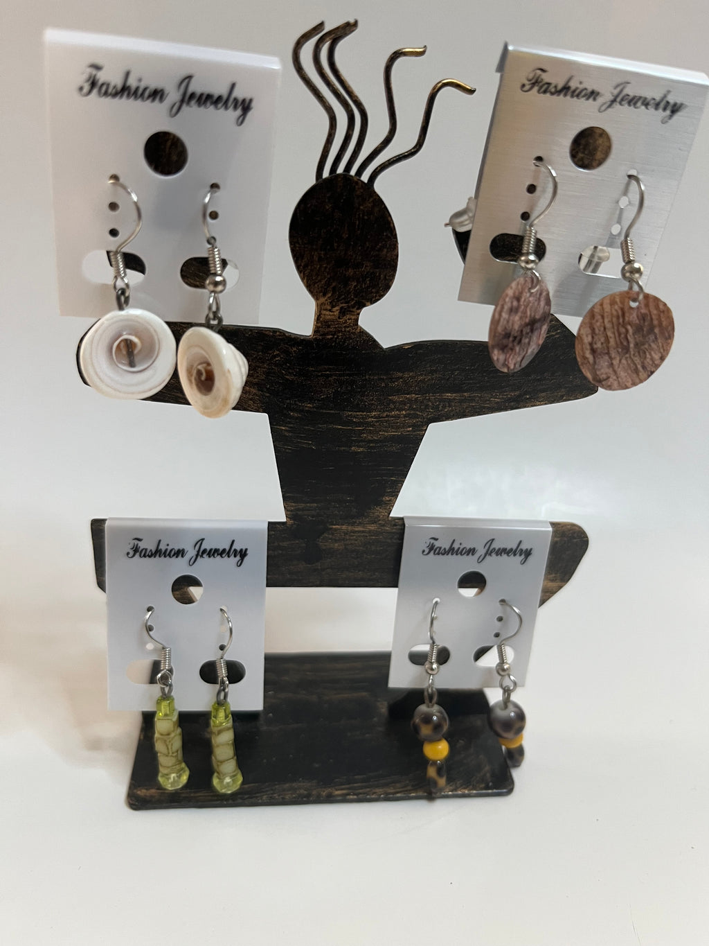 Resin Pierced Earrings 4 Pair Dangles 1" USA Made H6