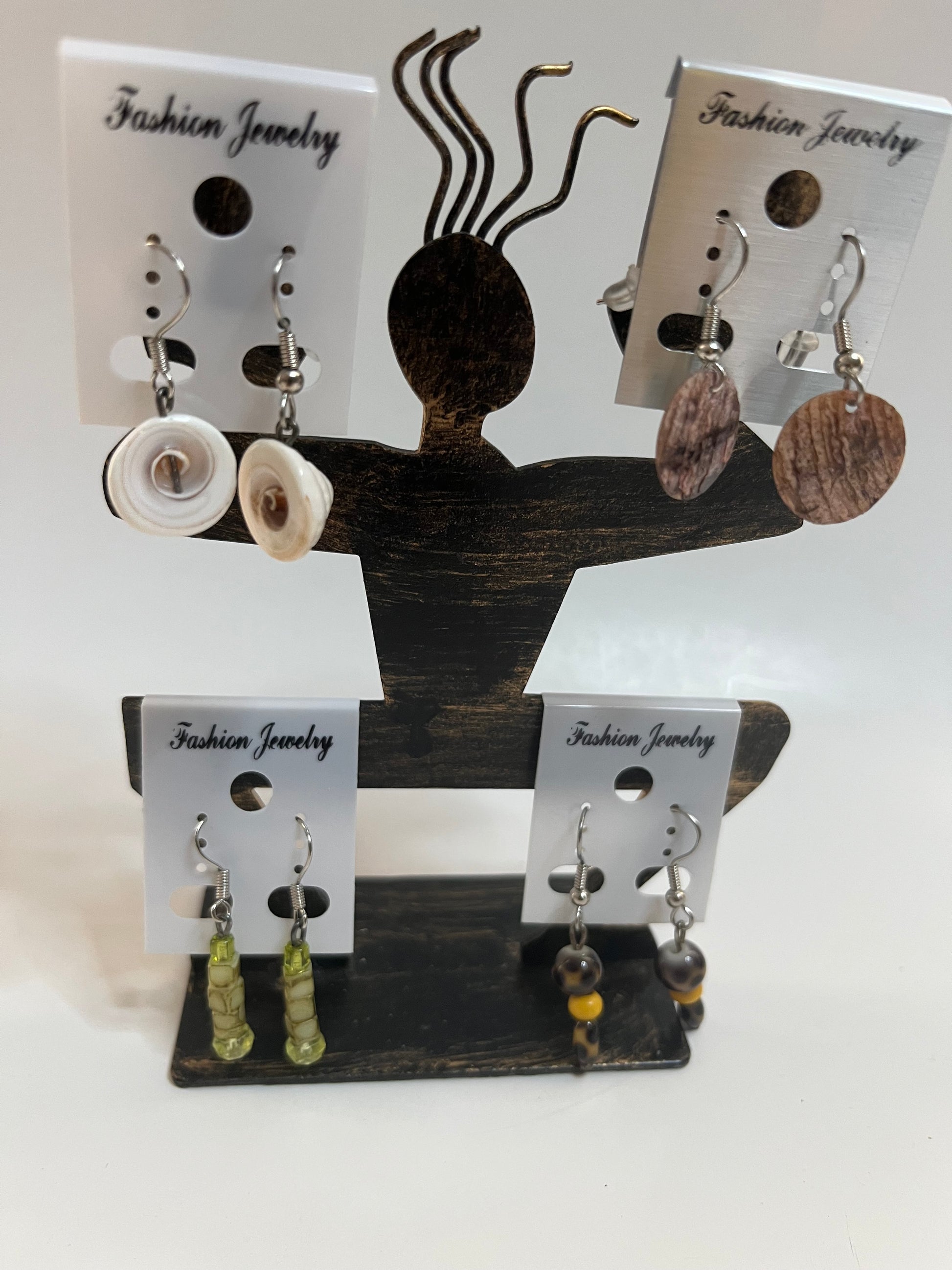 Resin Pierced Earrings 4 Pair Dangles 1" USA Made H6