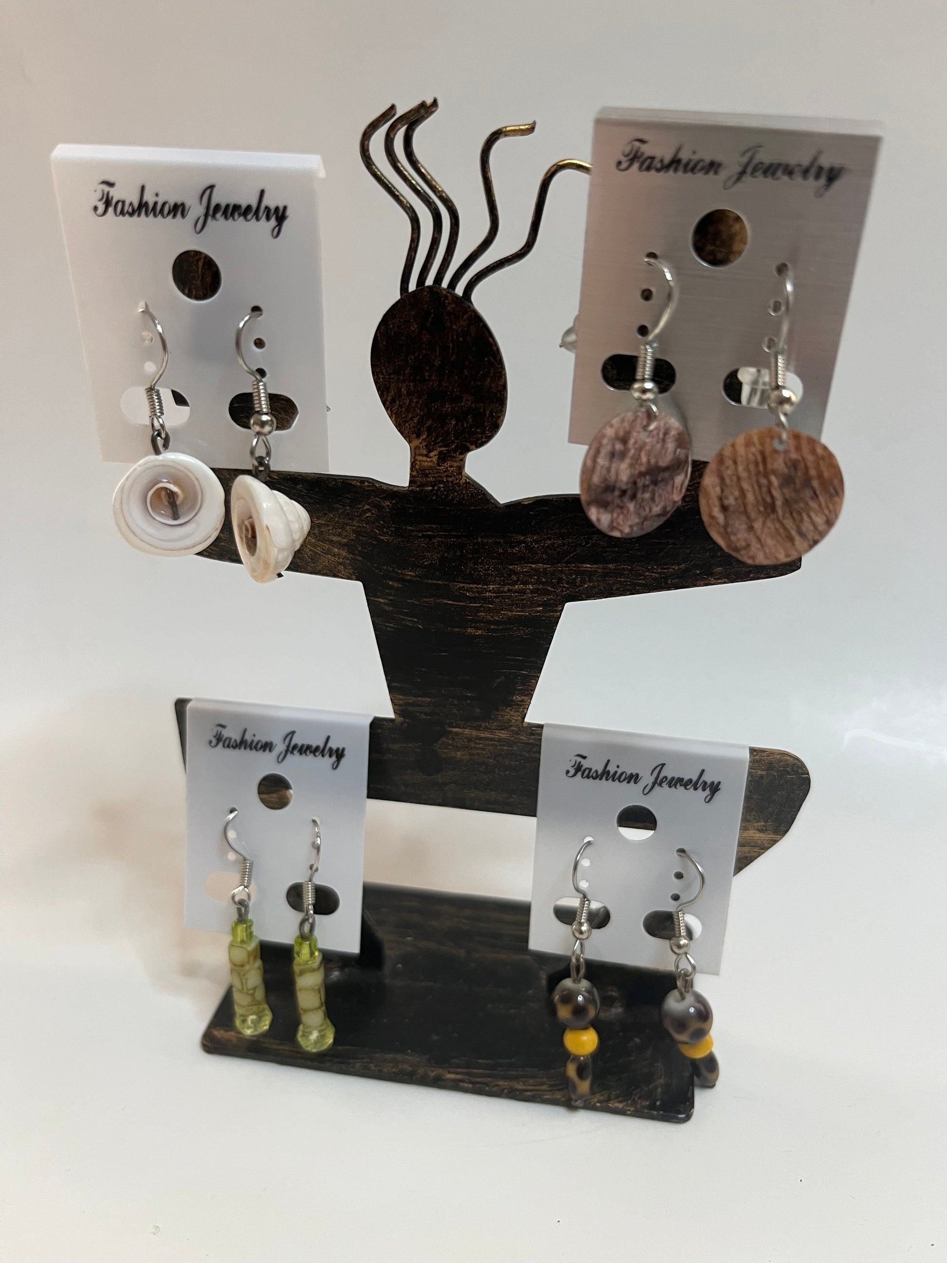 Resin Pierced Earrings 4 Pair Dangles 1" USA Made H6