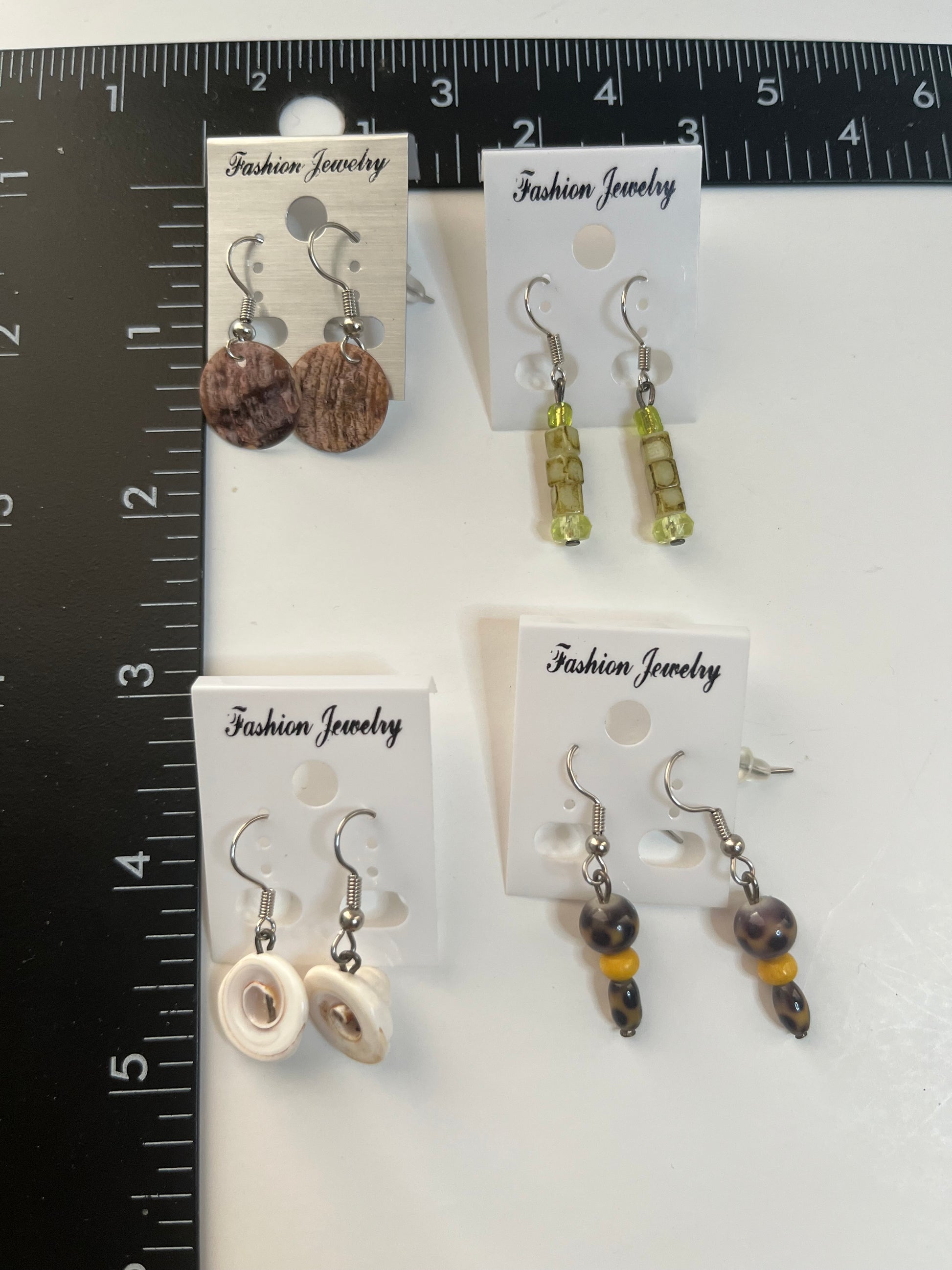 Resin Pierced Earrings 4 Pair Dangles 1" USA Made H6