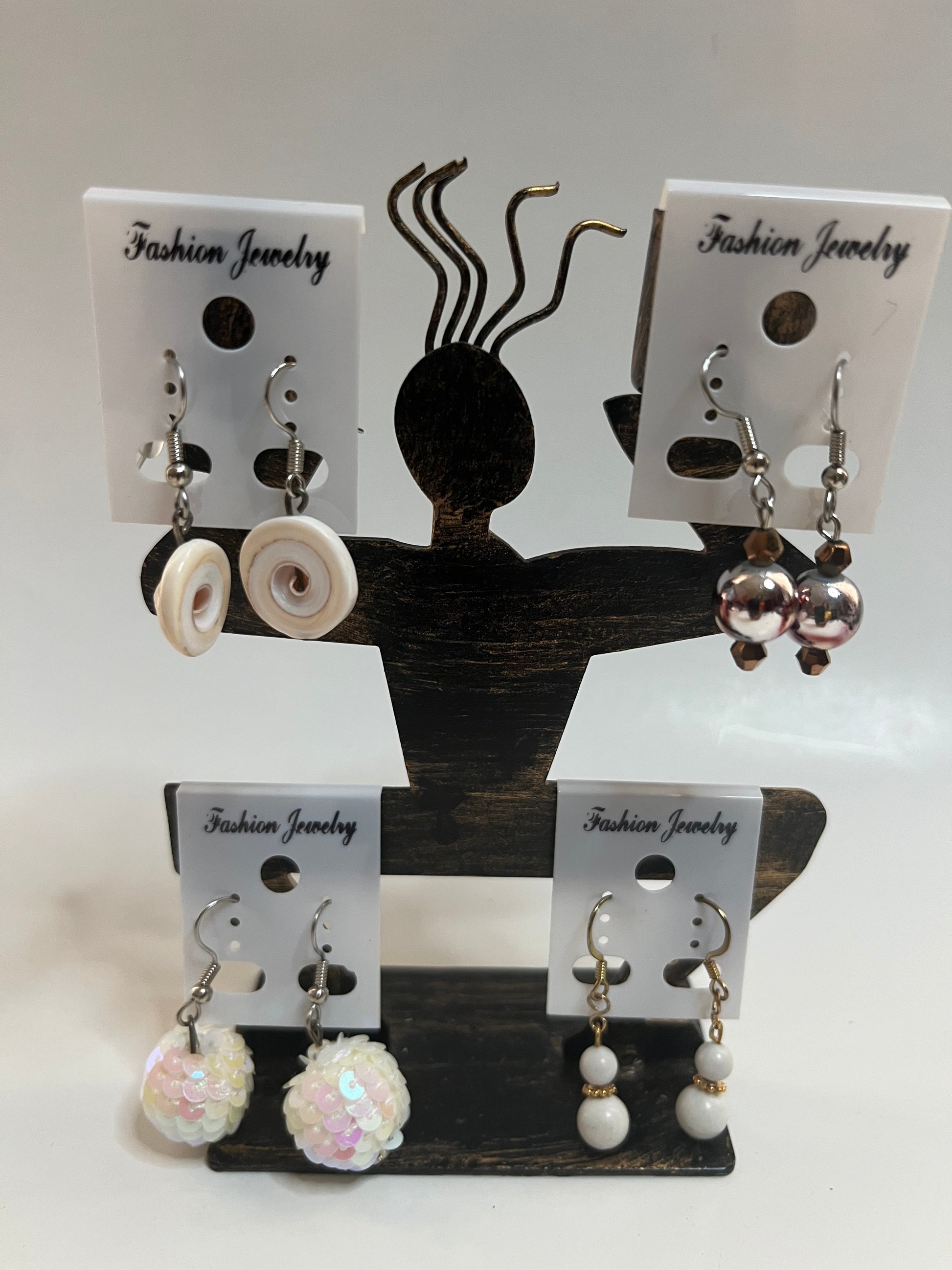Resin Pierced Earrings 4 Pair Dangles 1" USA Made H7