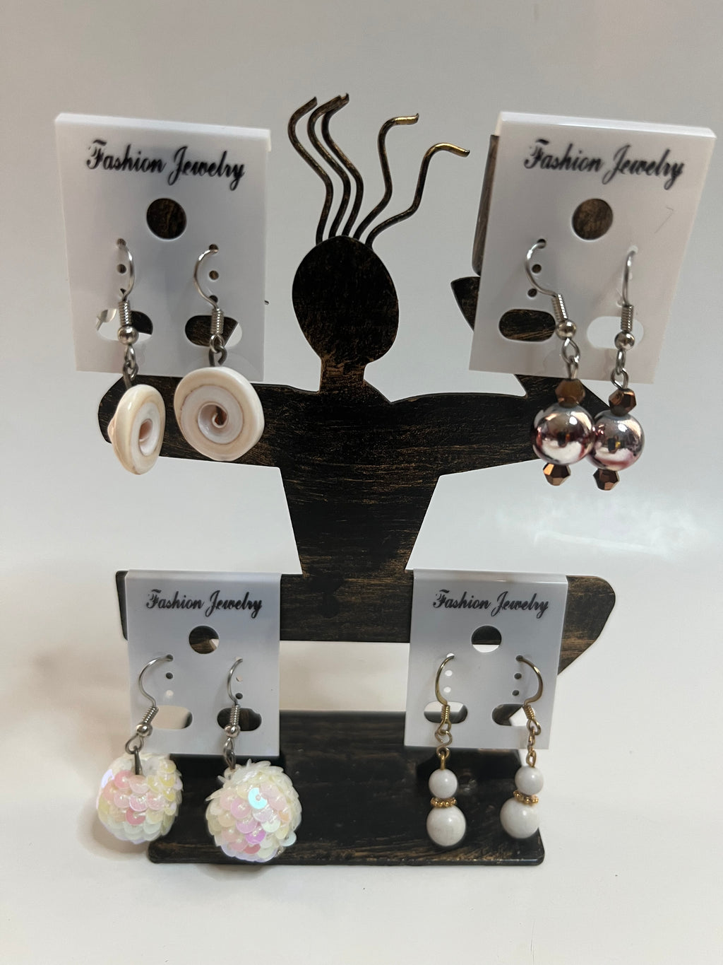 Resin Pierced Earrings 4 Pair Dangles 1" USA Made H7