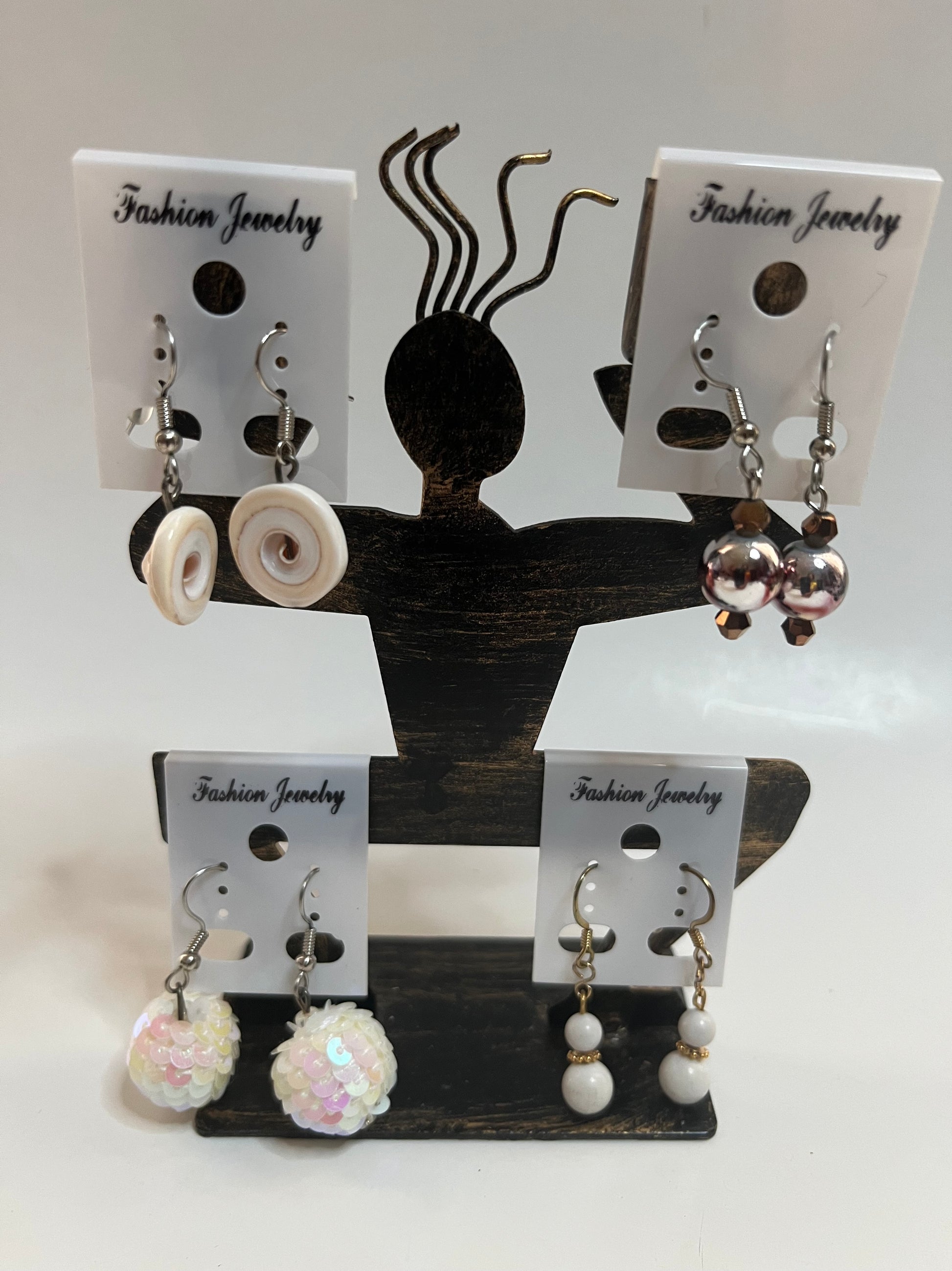Resin Pierced Earrings 4 Pair Dangles 1" USA Made H7