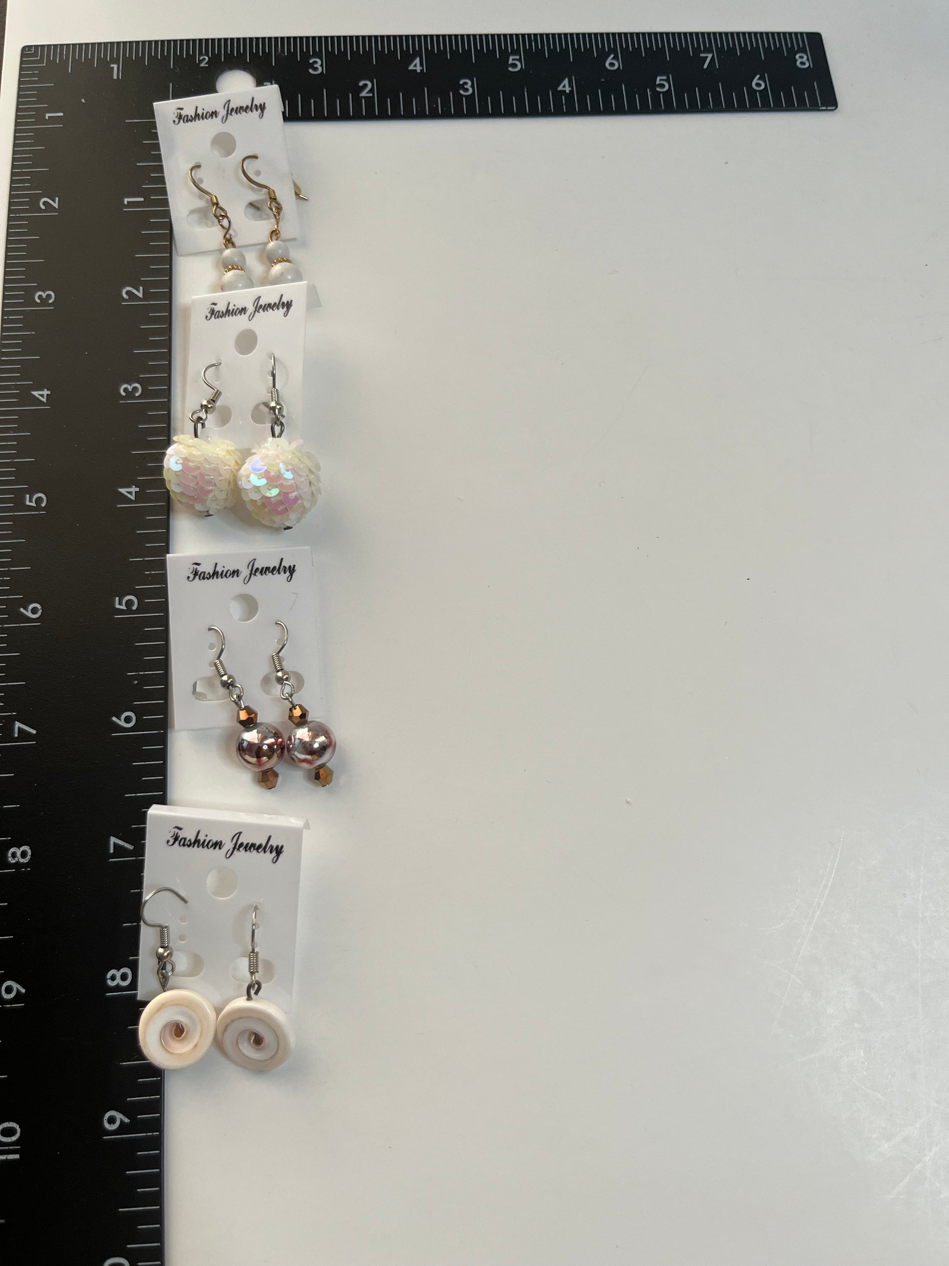 Resin Pierced Earrings 4 Pair Dangles 1" USA Made H7