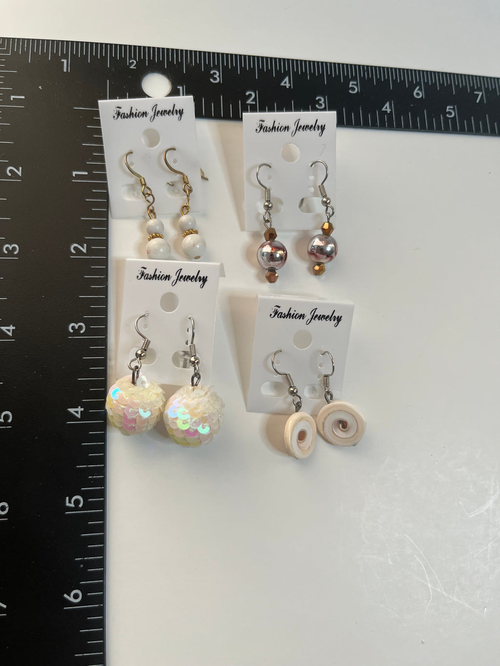 Resin Pierced Earrings 4 Pair Dangles 1" USA Made H7