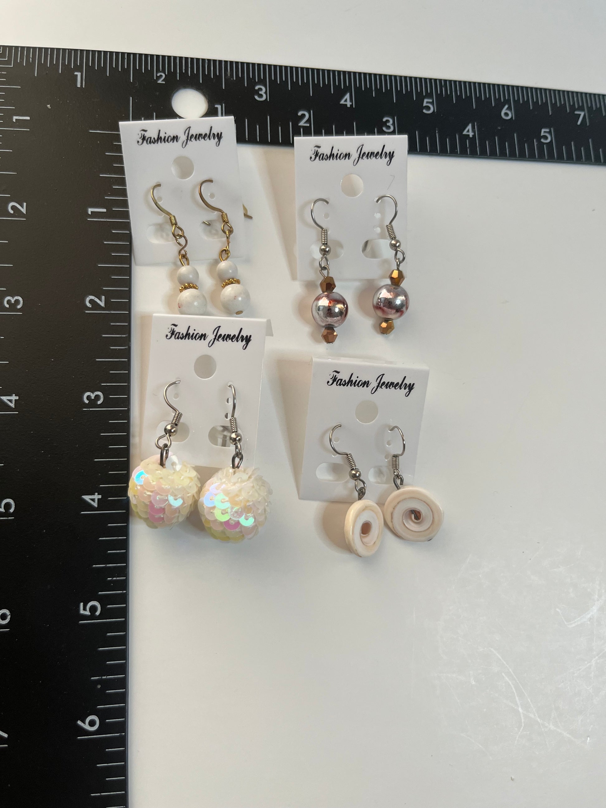 Resin Pierced Earrings 4 Pair Dangles 1" USA Made H7