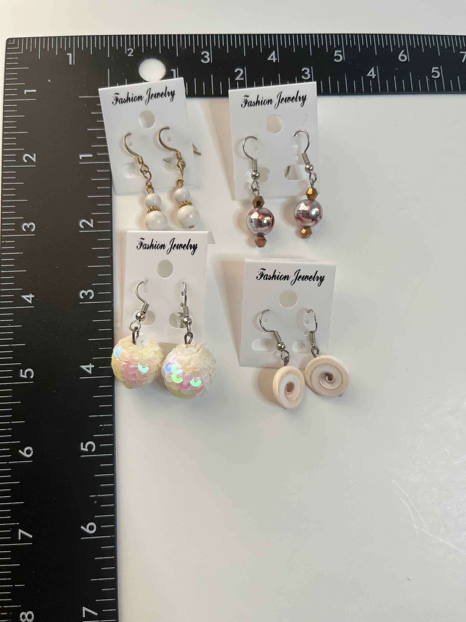 Resin Pierced Earrings 4 Pair Dangles 1" USA Made H7