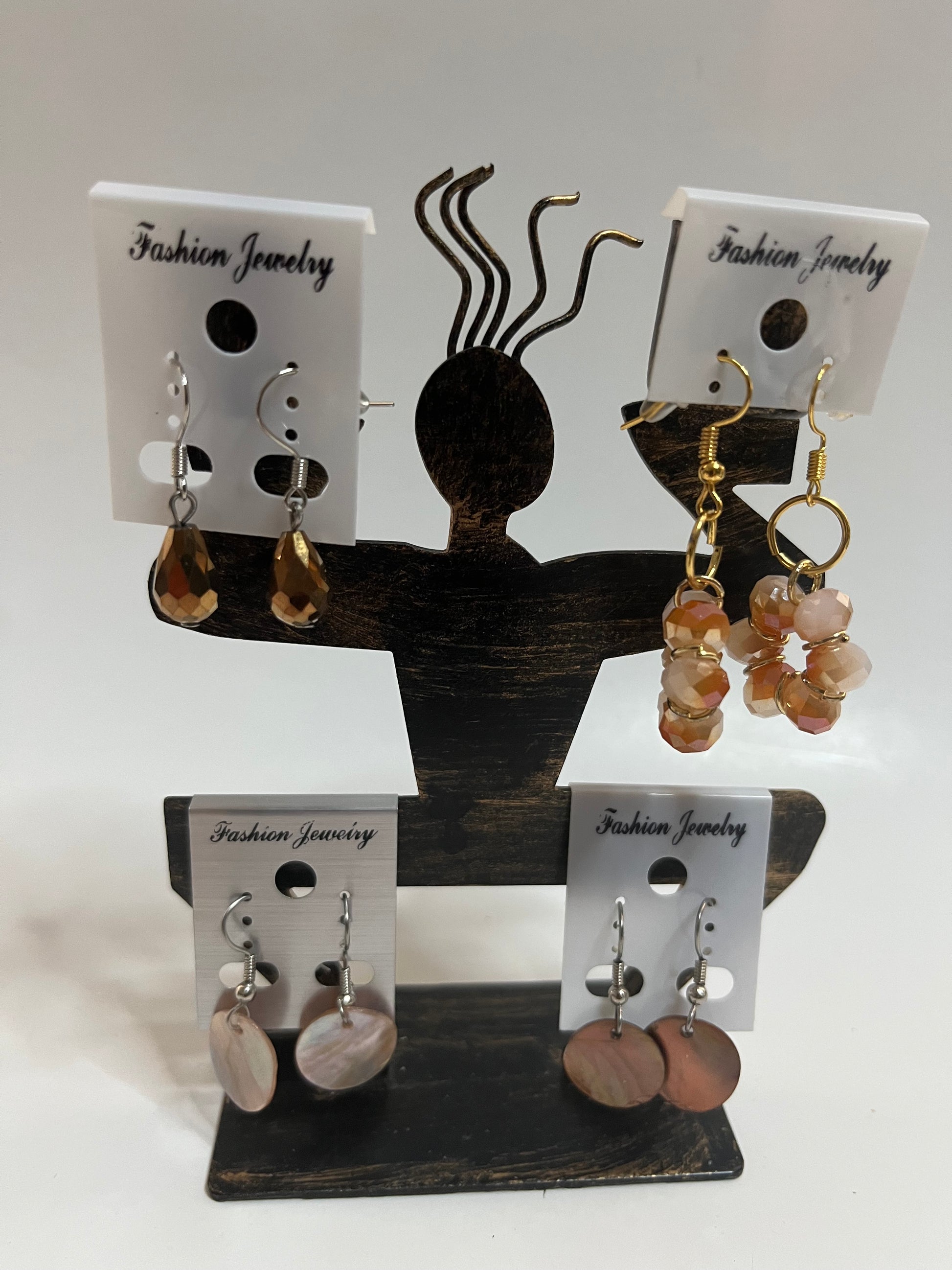 Resin Pearl Pierced Earrings 4 Pair Dangles 1" USA Made H10