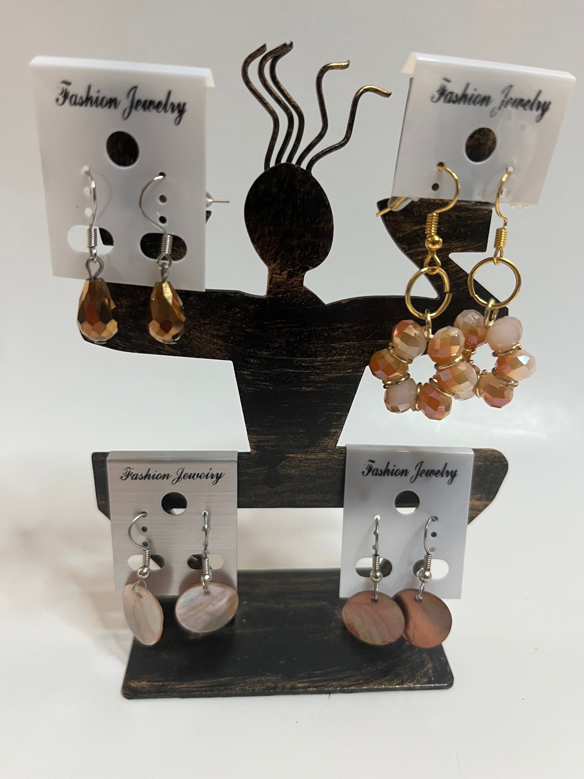 Resin Pearl Pierced Earrings 4 Pair Dangles 1" USA Made H10
