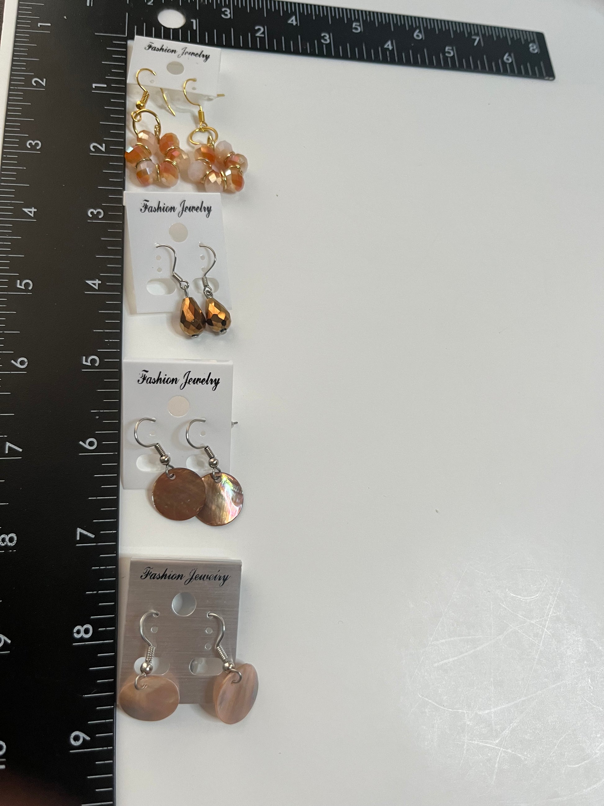 Resin Pearl Pierced Earrings 4 Pair Dangles 1" USA Made H10