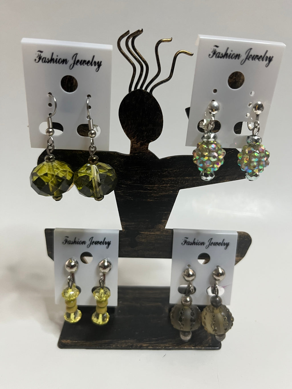 Resin Clip On Earrings 4 Pair Dangles 1" USA Made H9