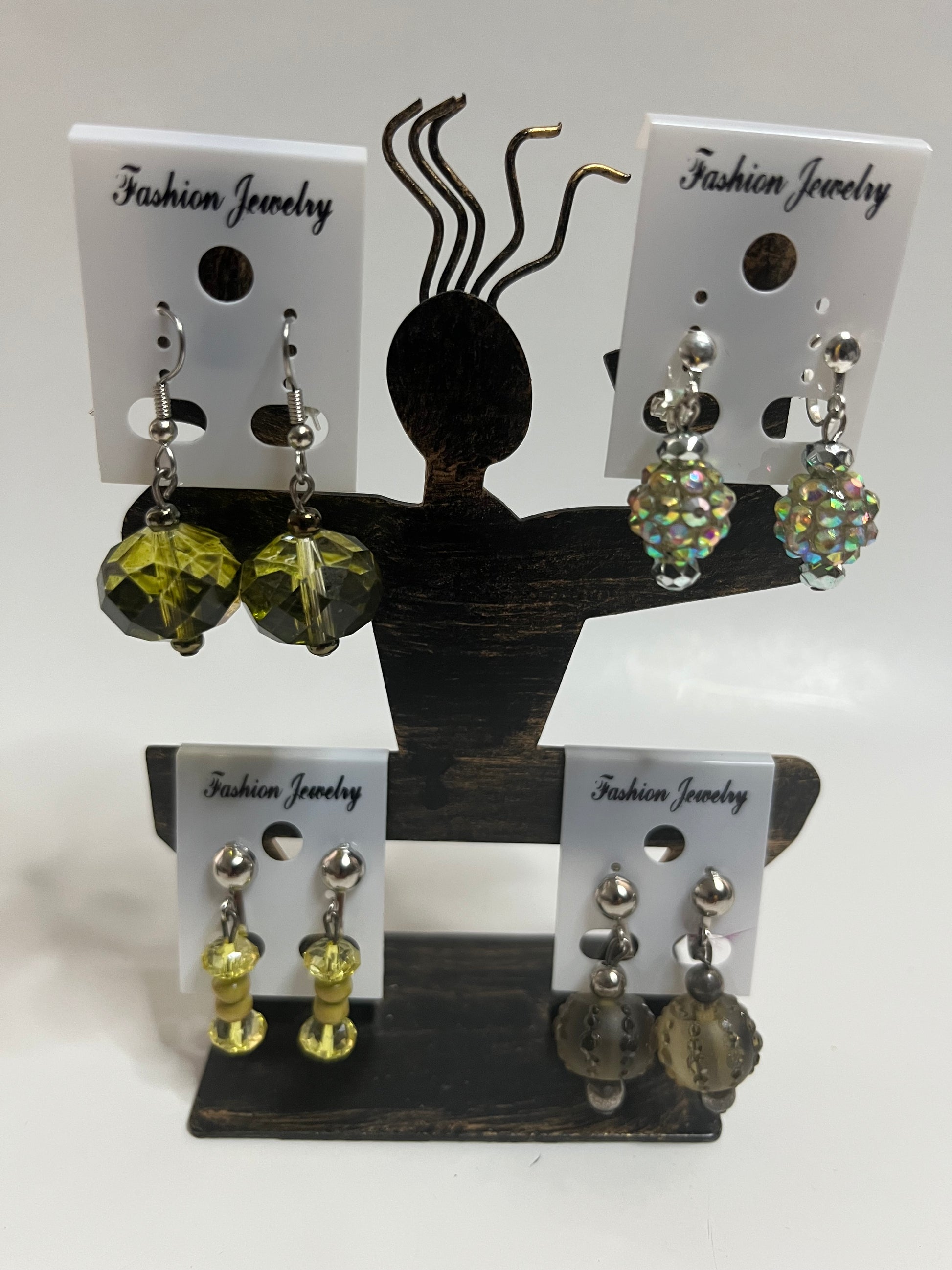 Resin Clip On Earrings 4 Pair Dangles 1" USA Made H9