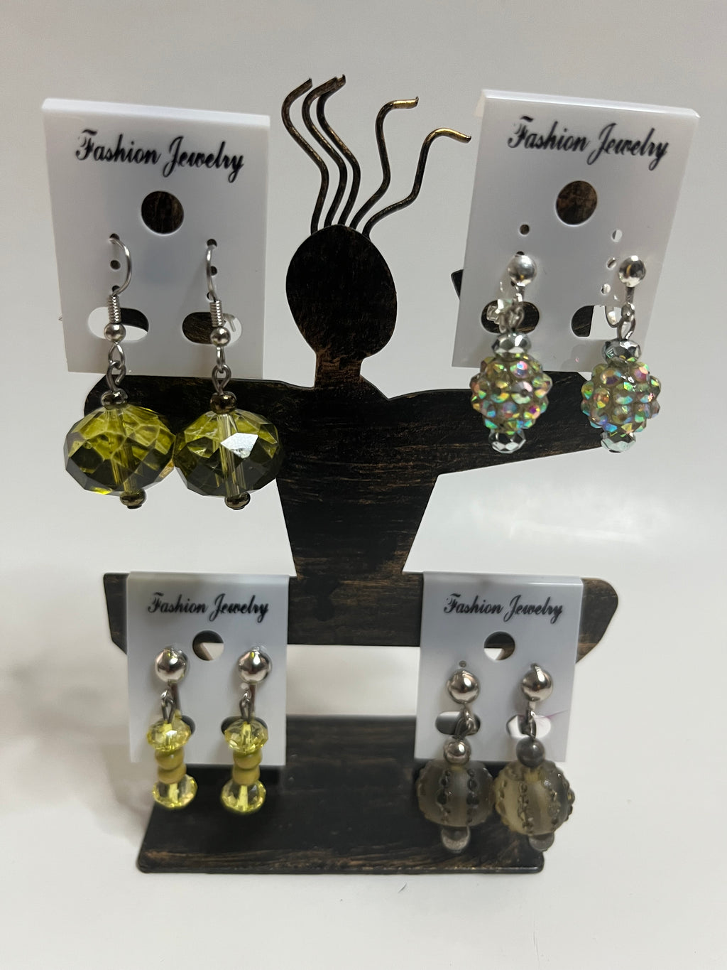 Resin Clip On Earrings 4 Pair Dangles 1" USA Made H9