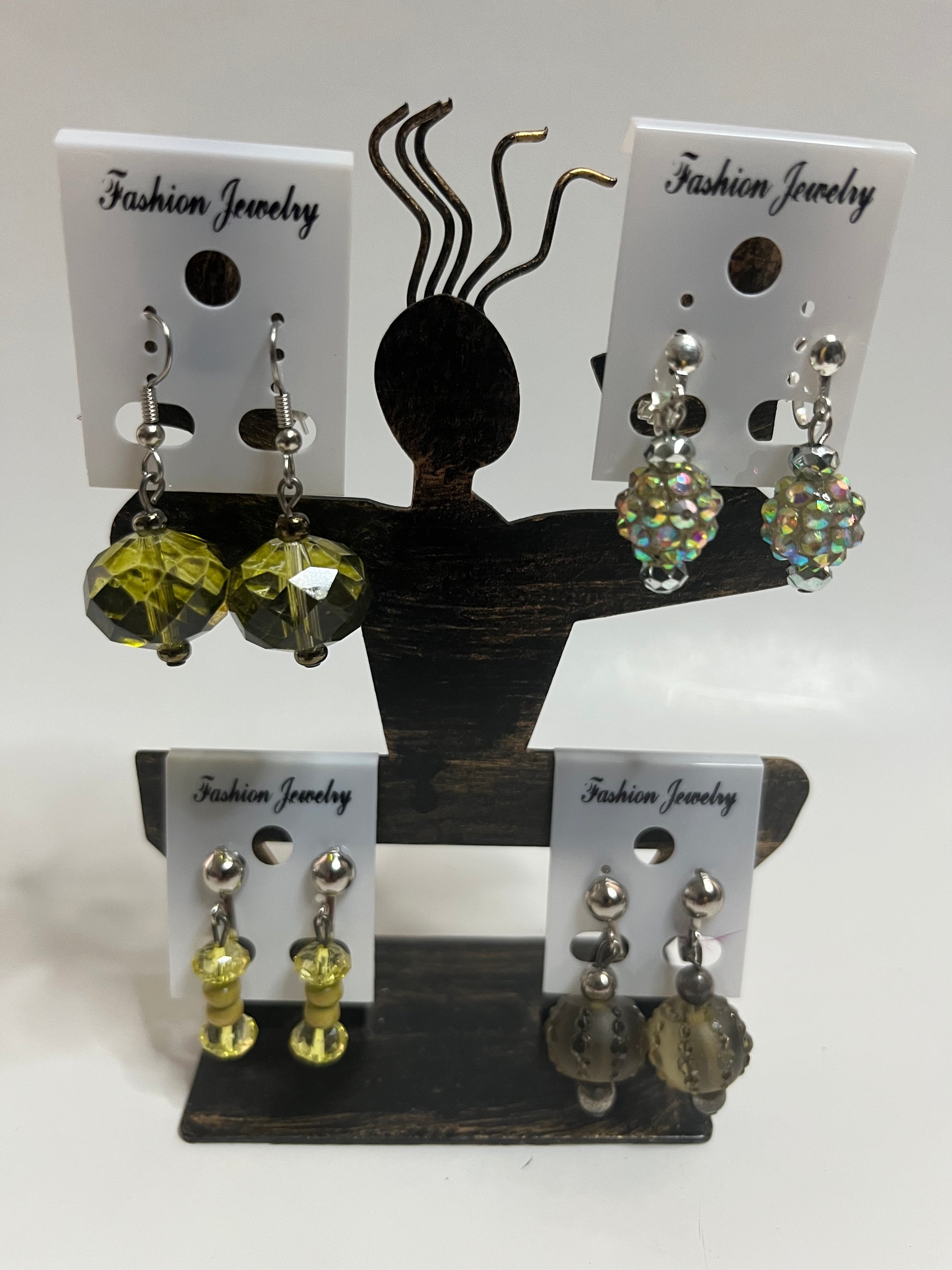 Resin Clip On Earrings 4 Pair Dangles 1" USA Made H9