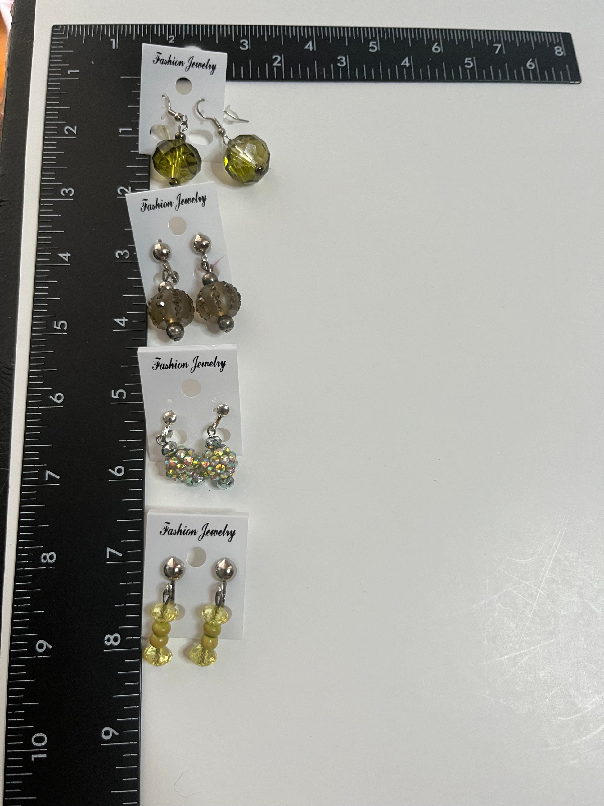 Resin Clip On Earrings 4 Pair Dangles 1" USA Made H9
