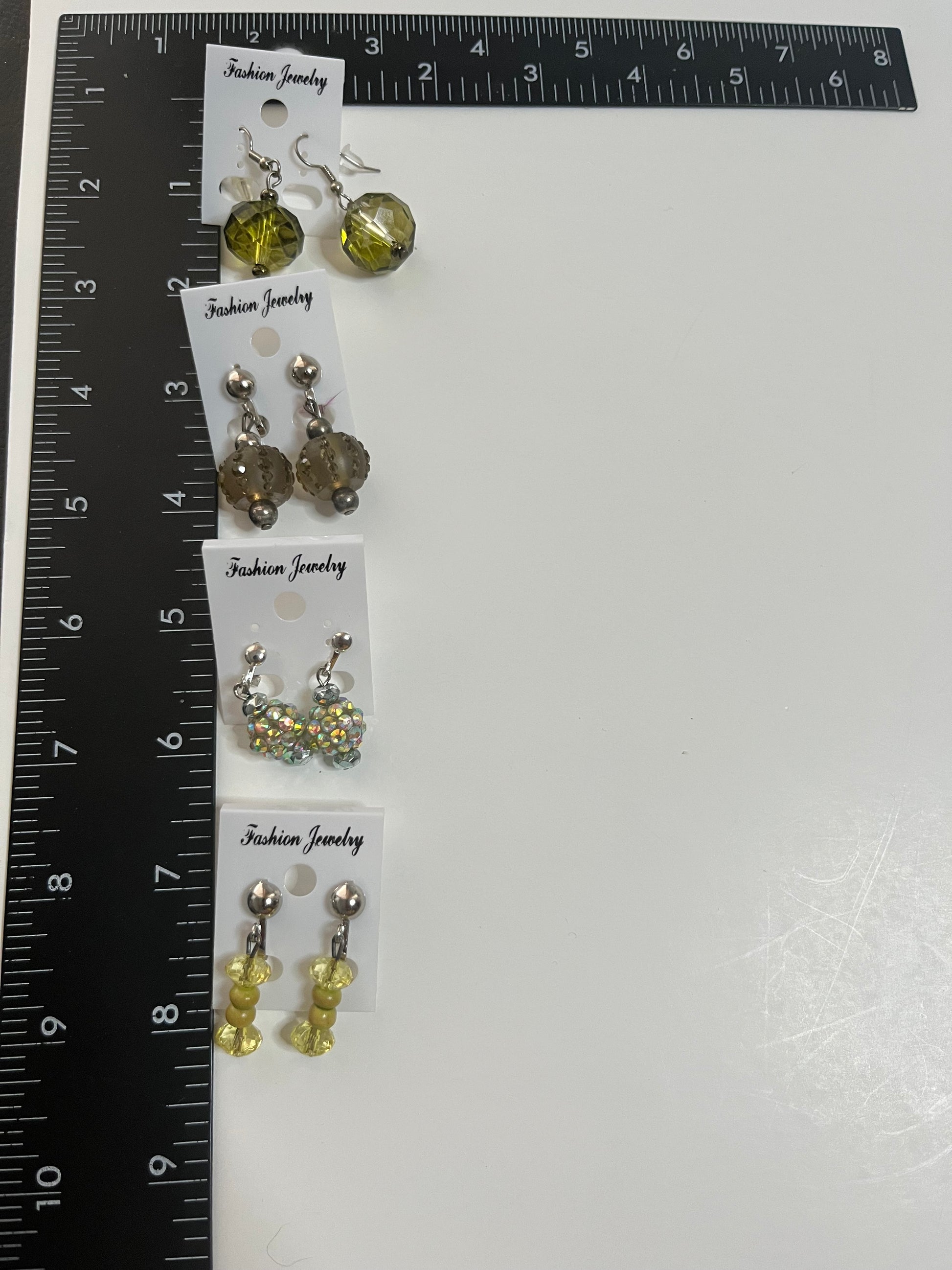 Resin Clip On Earrings 4 Pair Dangles 1" USA Made H9